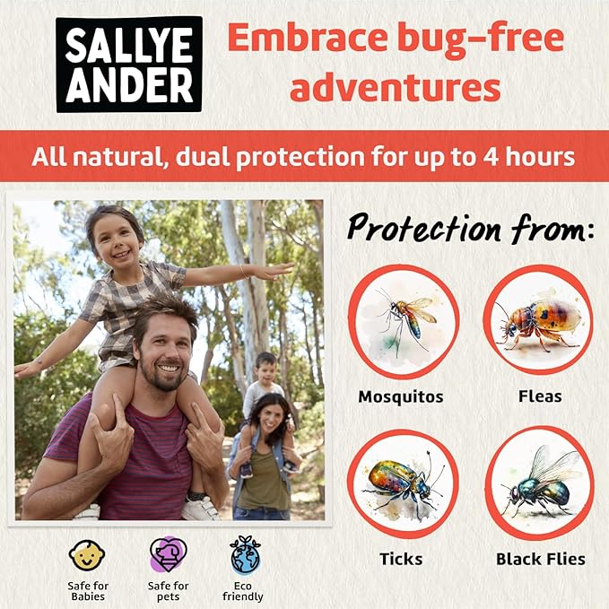 SALLYEANDER No Bite Me All-Natural Bug & Insect Repellent - Anti Itch Cream - 2 oz - Safe for Kids and Infants - Repels Mosquitoes, Black Flies, Fleas, and Ticks