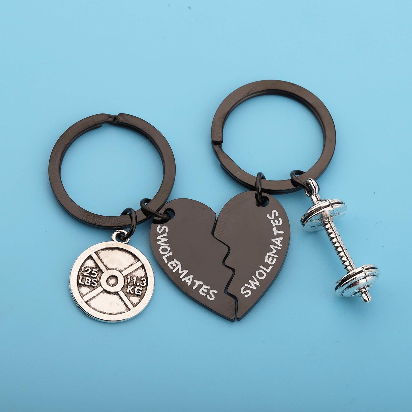 SEIRAA Keychains Workout Jewelry Fitness Gift Weightlifting Jewelry Fitness Couples Gift Friendship Keychain (keychain black)