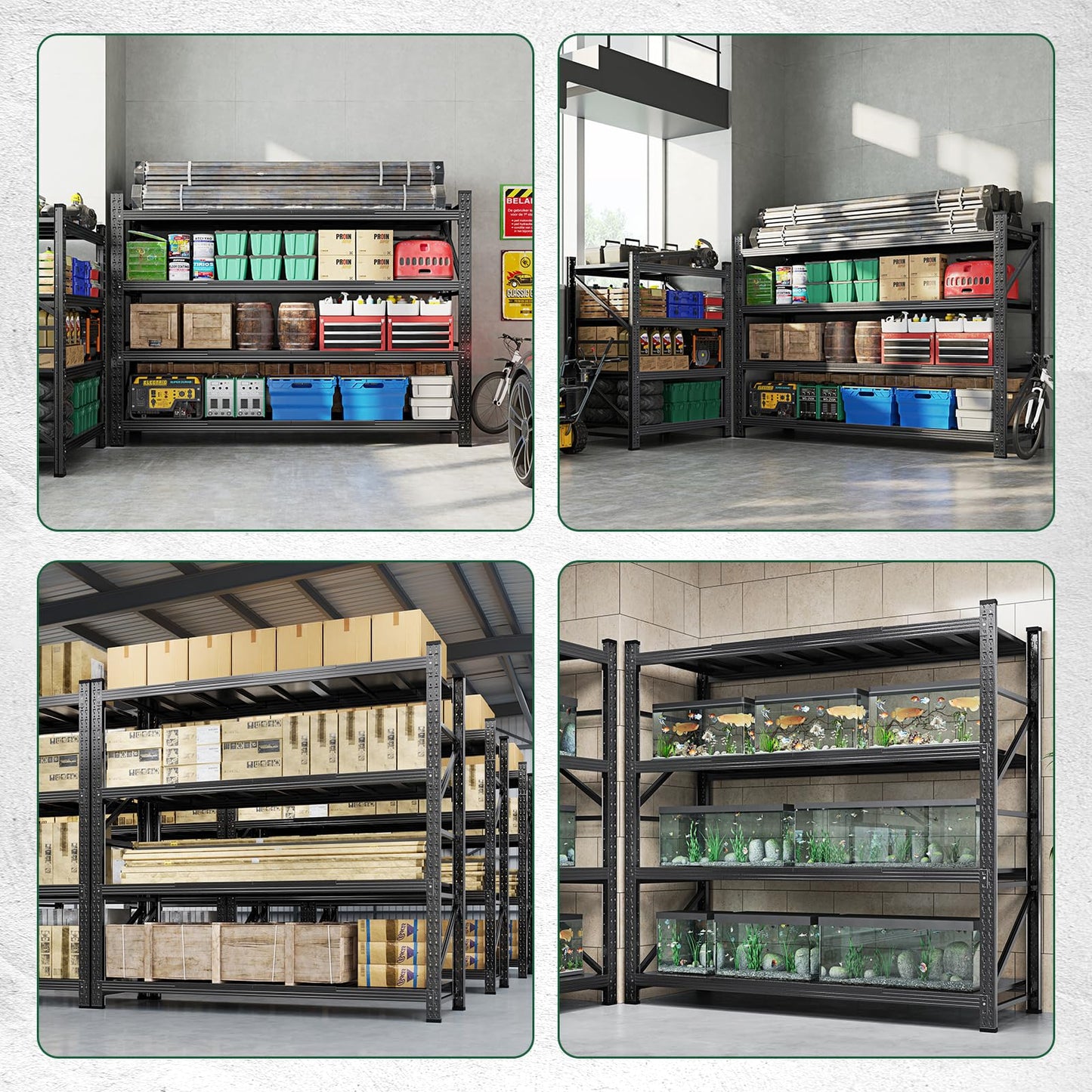 Letaya 6000LBS Storage Shelves Heavy Duty,79" W Garage Shelving Units, 4 Tier Adjustable Utility Rack Shelf,Large Metal Industrial Shelves,for Shop,Warehouse,Basement,Black (79" W x 24" D x 79" H)