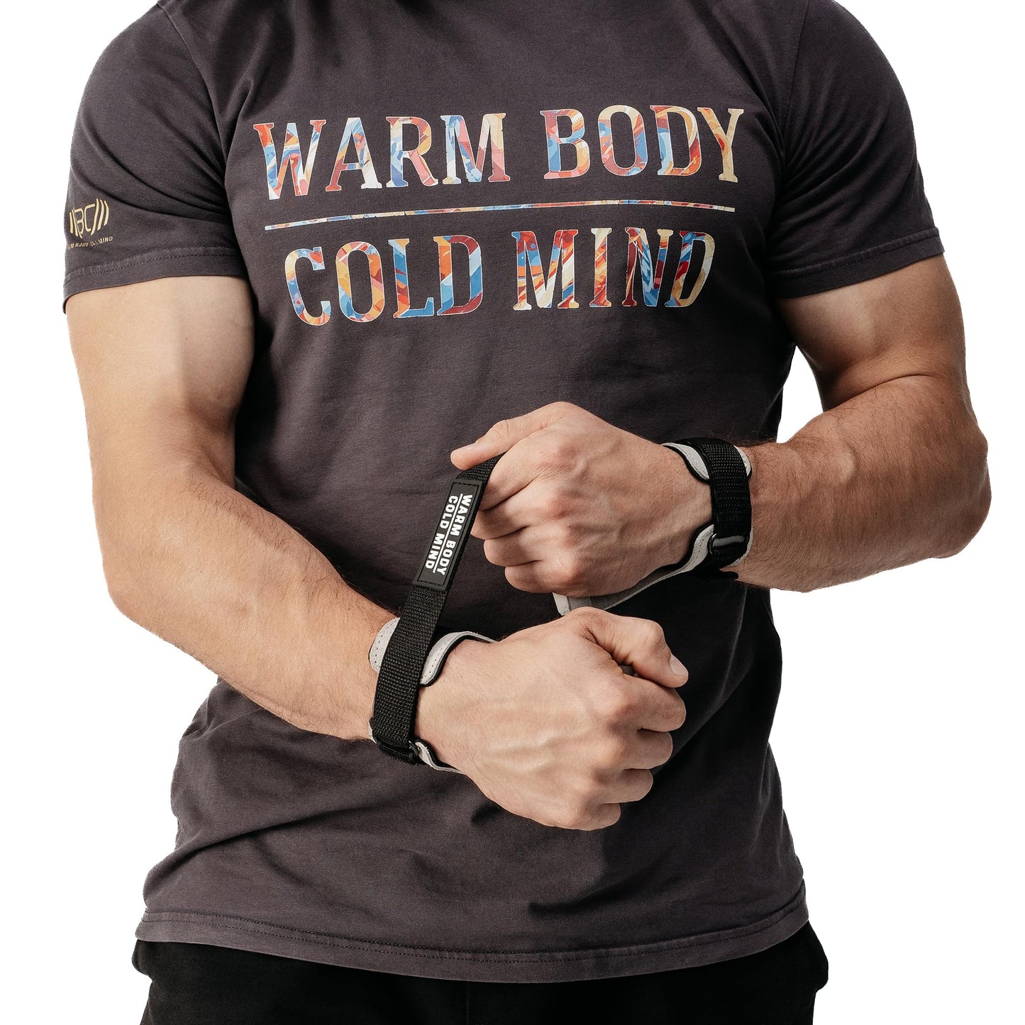 WARM BODY COLD MIND Leather Hand Grips - NO Holes for Weightlifting, Powerlifting, Gymnastics, Cross Training, Pull-Ups, Weight Lifting, Wrist and Palm Protection (White, L)