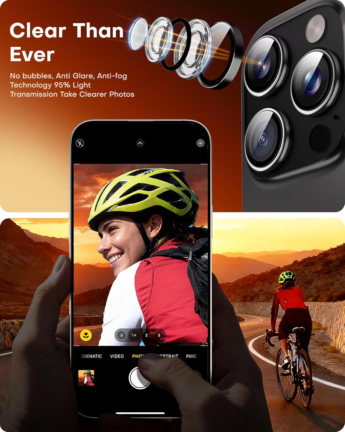 2 Pack 16 16 TOCOL for iPhone Pro Max Camera Lens Protector/iPhone Pro Camera Lens Protector Tempered Glass HD