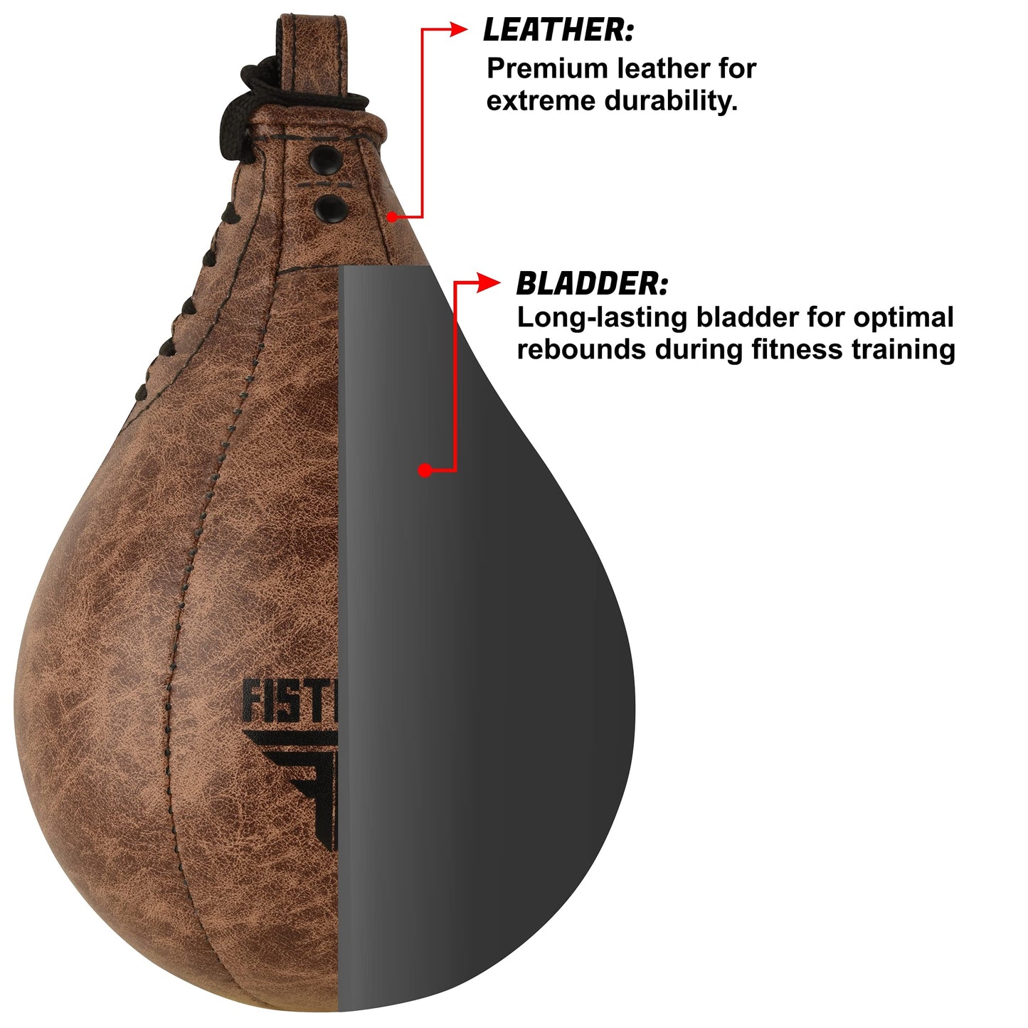 FISTRAGE Speed Ball Boxing Bag Leather MMA Muay Thai Training Punching Dodge Striking Kit with Free Hanging Swivel Workout Speedball Kicking Platform Equipment (Black)