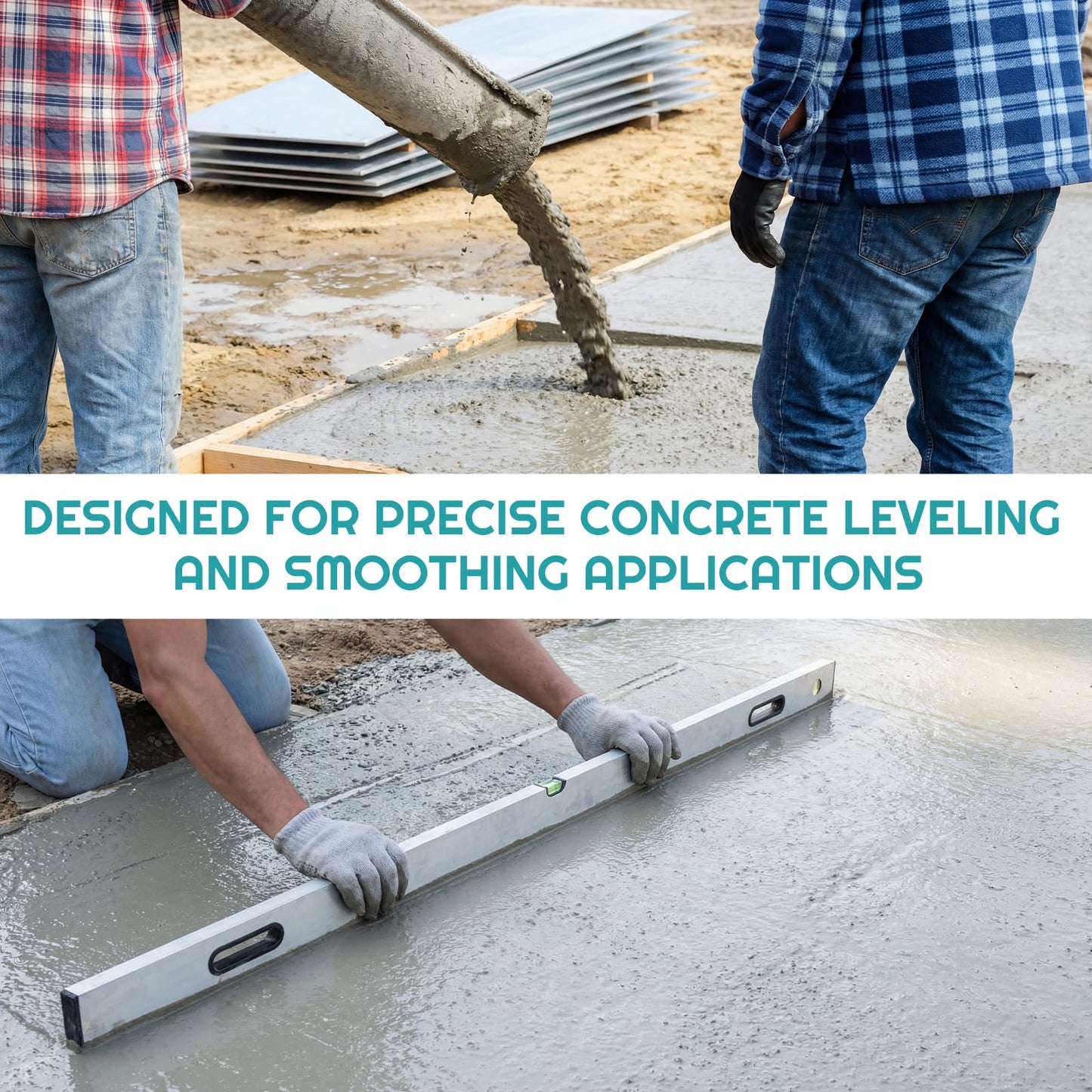 BreezeHug 3 Pack Aluminum Alloy Concrete Screed Level Set 39" 59" 78" Heavy-duty Screeding Tool with Molded Handles for Slab Floor Patio Driveway Concrete Laying Commercial Construction