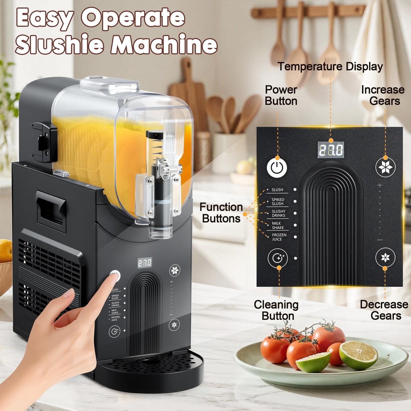 YODHOSA Slushie Machine Professional Slushy Maker,64 oz Frozen Drink Maker with 5 Pre-Set Programs for Milkshake,Frappe,Margarita,Cold Drink,No Ice Needed