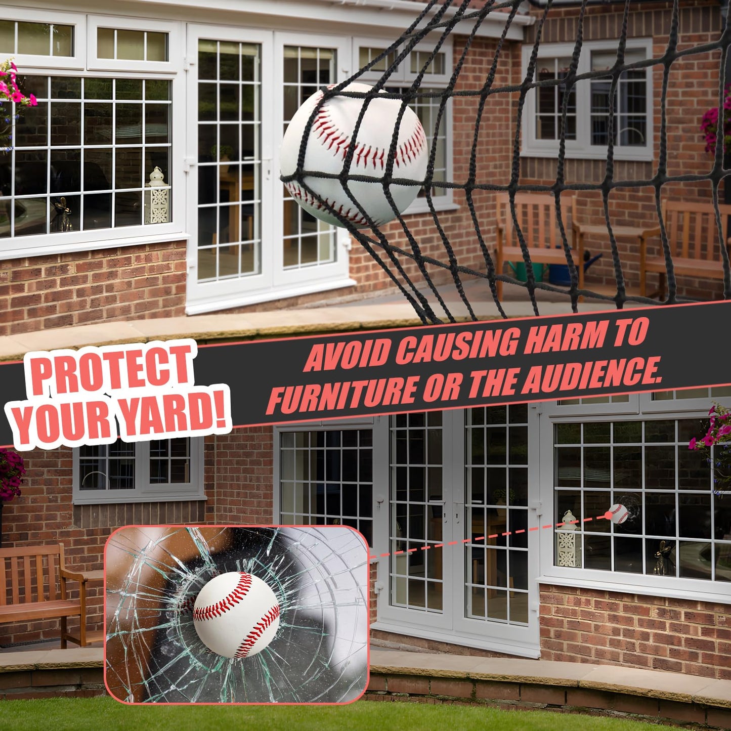 Storgem Baseball Batting Cage Net, Frame Not Include, 8' X 8' X 15' Baseball and Softball Cage Netting with Door, Target Cloth, Heavy Duty Enclosed Hitting Cage Net for Backyard and Indoor