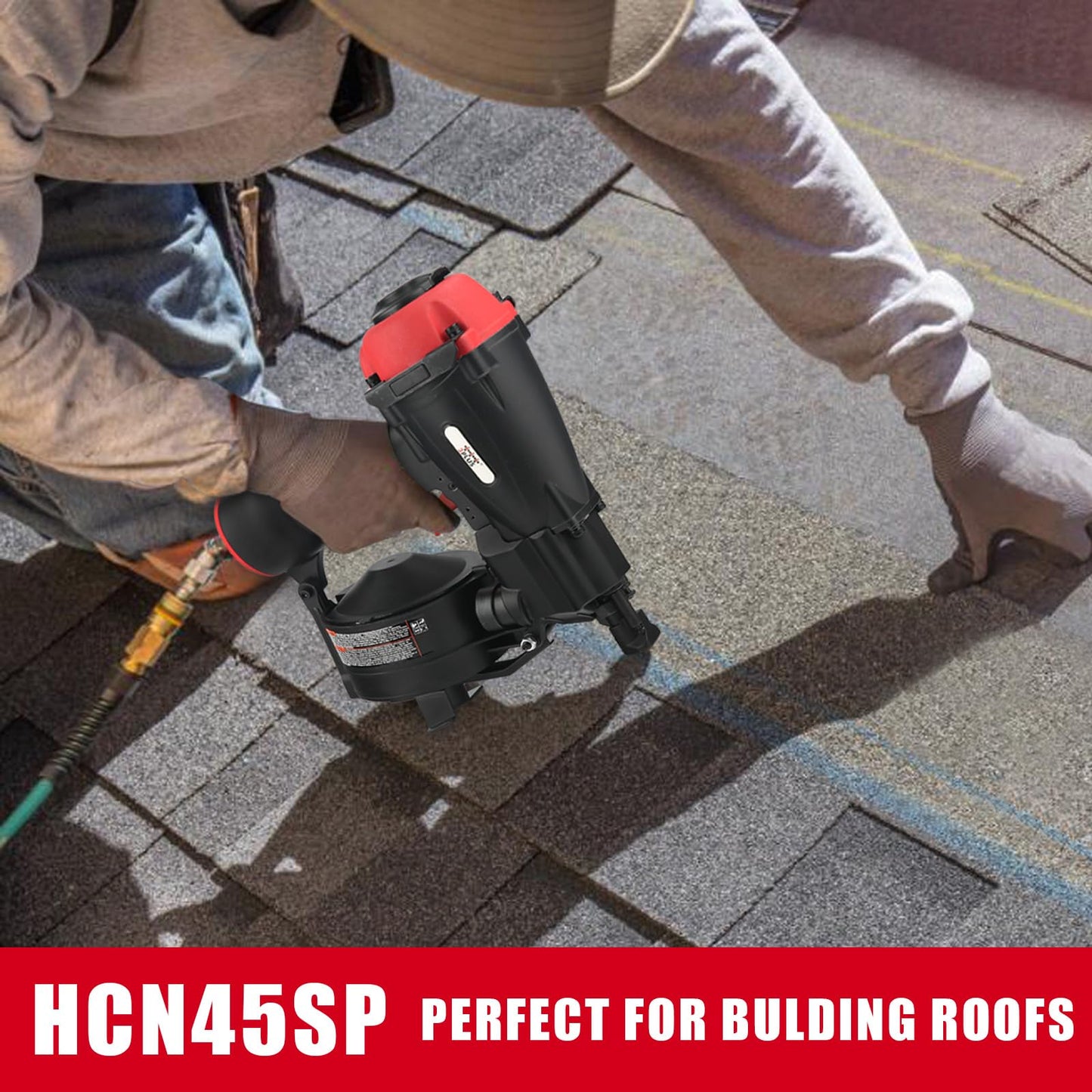 3PLUS HCN45SP 11 Gauge 15 Degree 3/4" to 1-3/4" Coil Roofing Nailer Pneumatic Roof Nail Gun