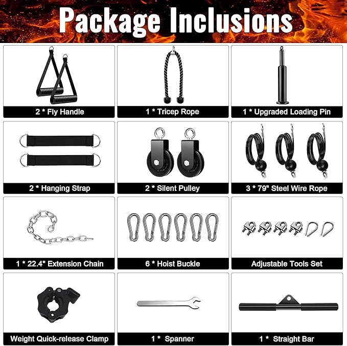 ASIEIT Weight Cable Pulley System for Home Gym, Durable Cable Pulley Attachments for Garage Gym, Upgraded Cable Machine for Fitness Enthusiast, Cable Pulley System Gym for Basement Gym Squat Rack