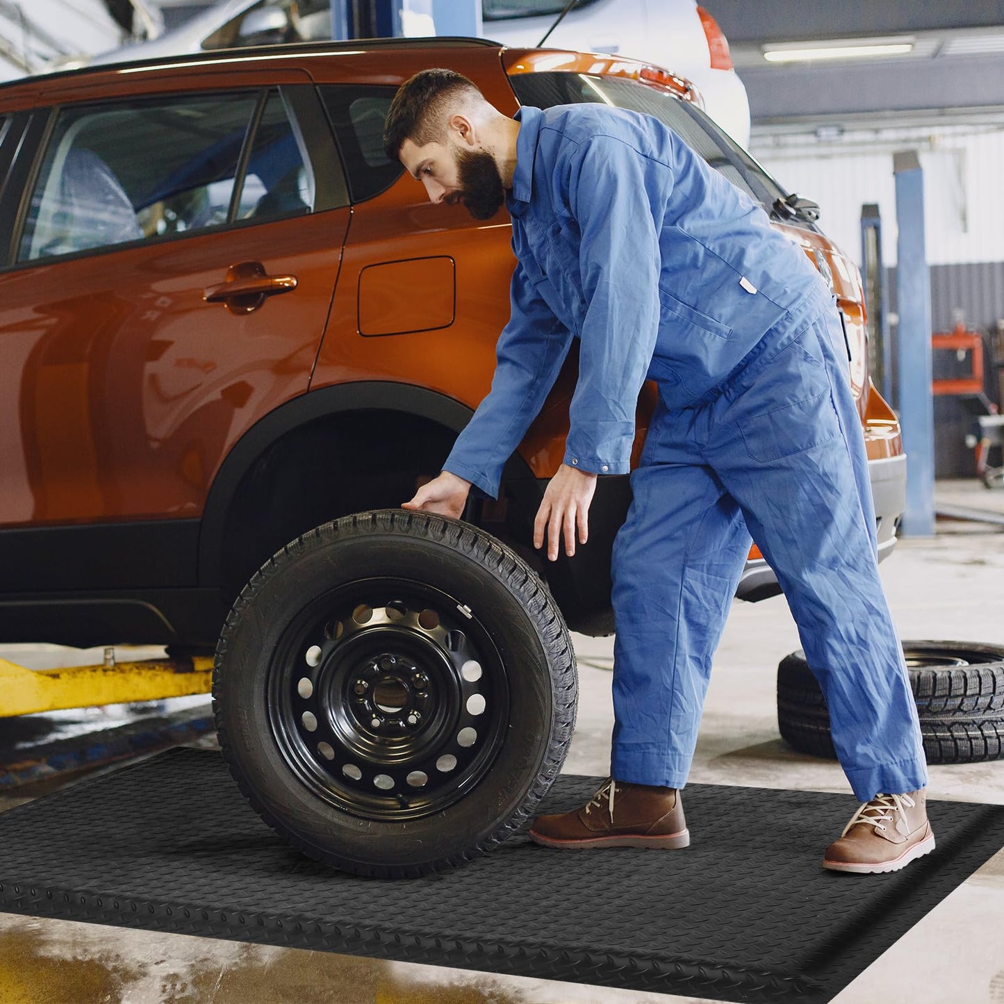 Nisorpa Anti Fatigue Mats Industrial 3' x 6' Ergonomic Standing Mat 15/16" Extra Thick Shop Floor Mat Kitchen Mats Heavy Duty Commercial Diamond Plate Support for Leg & Back Pain, Black
