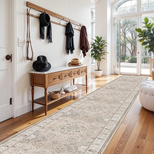 Hallway Washable Runner Rug - Vintage Soft Non-Slip 3x20 Entryway Carpet | Ideal for Kitchen & Living Room