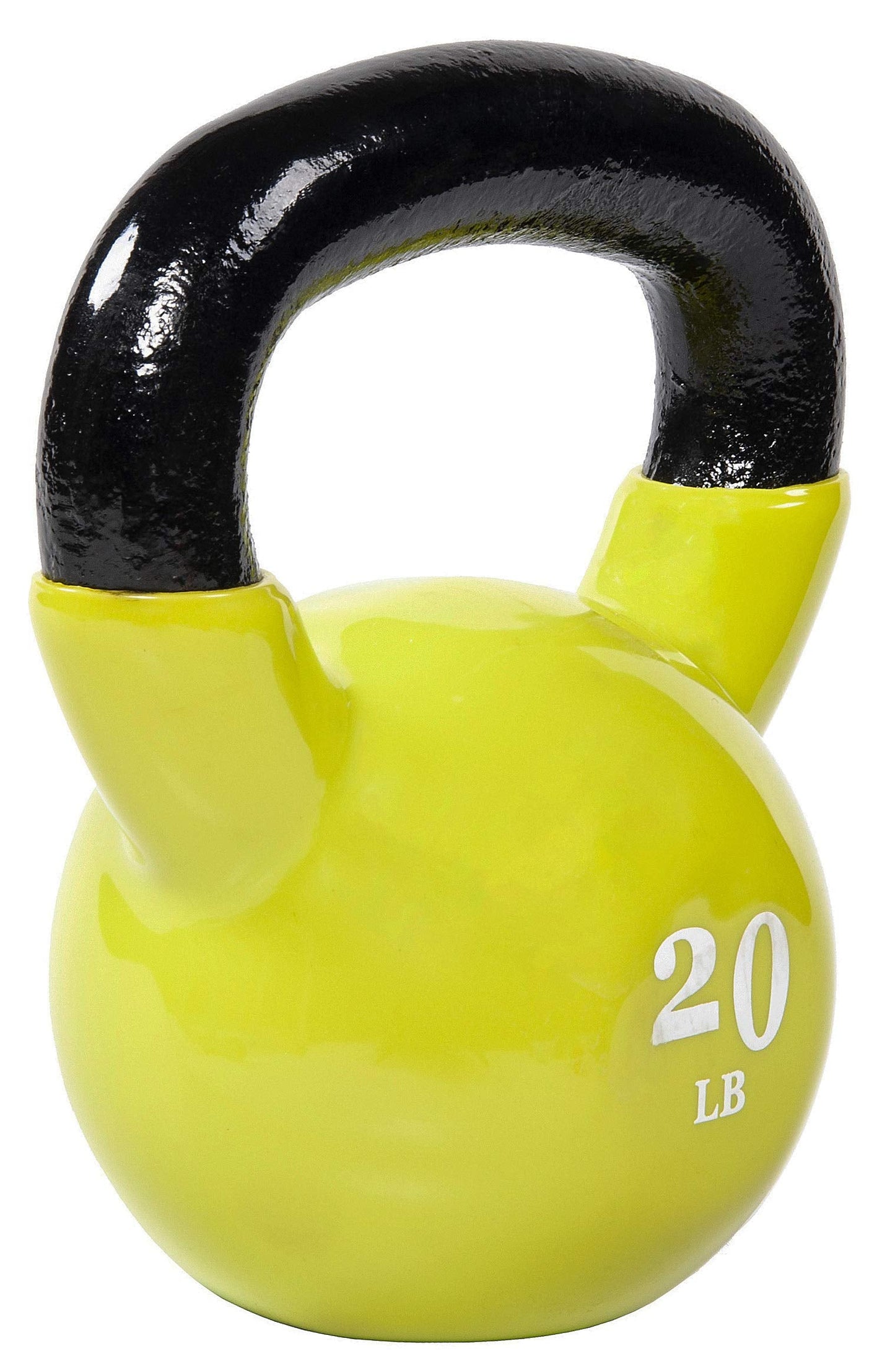 Fitvids All-Purpose Color Vinyl Coated Kettlebell, 5-50 Pounds, Yellow
