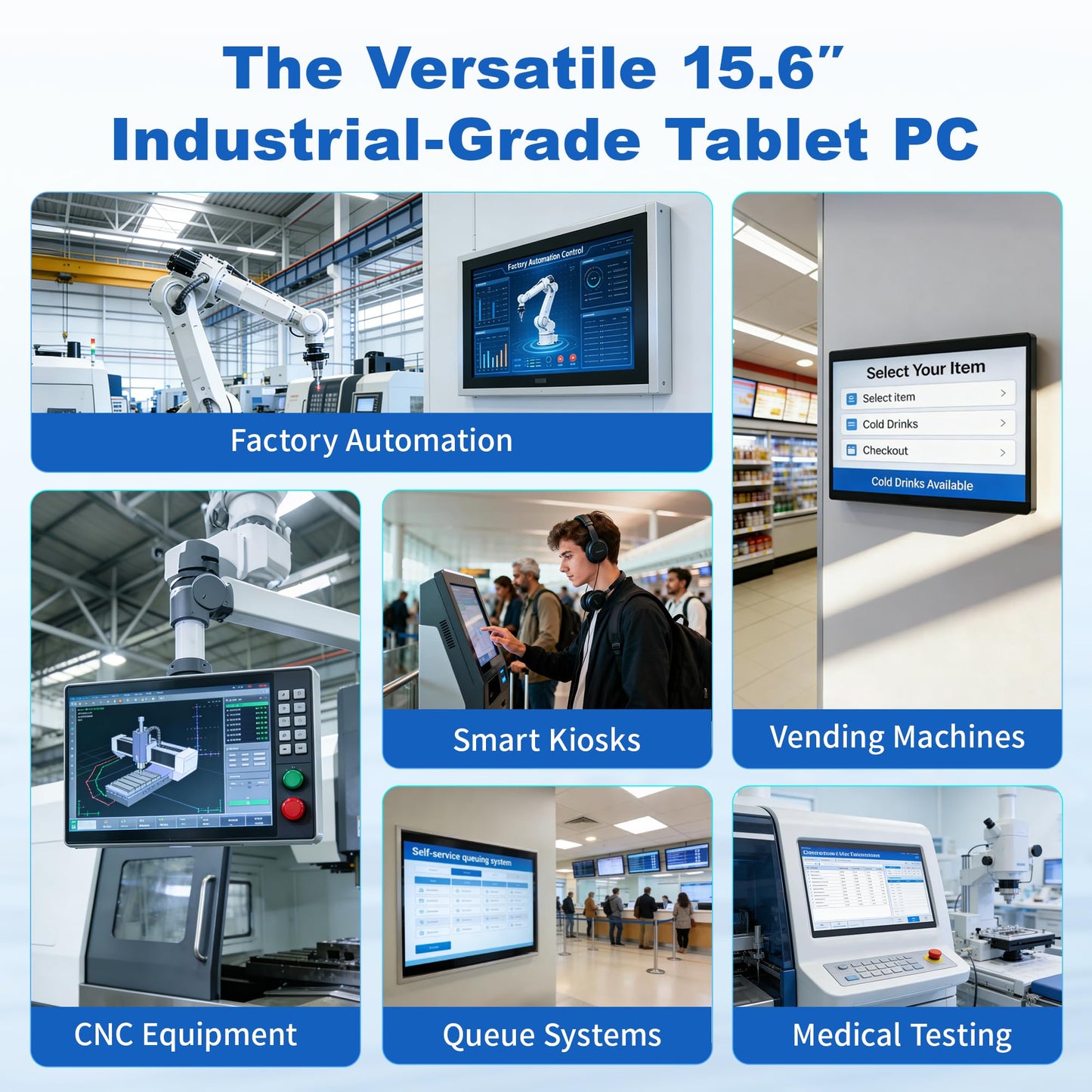 15.6" All-in-One Industrial Panel PC, Android 12 Fanless Tablet RK3399 4GB RAM/64GB ROM, Rugged Embedded Touchscreen Computer 1920 * 1080 IPS，WiFi 5 Bluetooth 4.2 for Automation/Kiosk/Bar/Warehouse