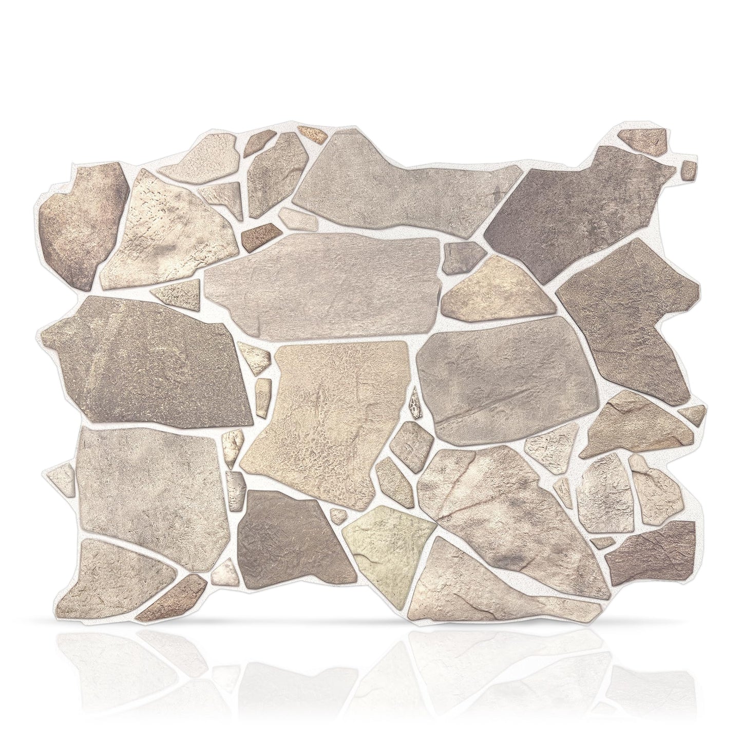 CONCORD WALLCOVERINGS ™ Retro-Art 3D Faux Stone Wall Panels, Pack of 10, Grey Beige Brown Wild Boulder, Lightweight PVC Sheets 17.5" x 23.75" (44.5cm x 60.3cm), Rock Tiles - Covers 28.86Sq Ft (2.7m2)