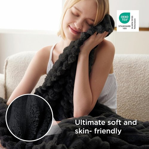 Bedsure GentleSoft Twin XL Blanket - Cozy Fleece Throw for Couch, Soft Black Blanket, 66x90 Inches