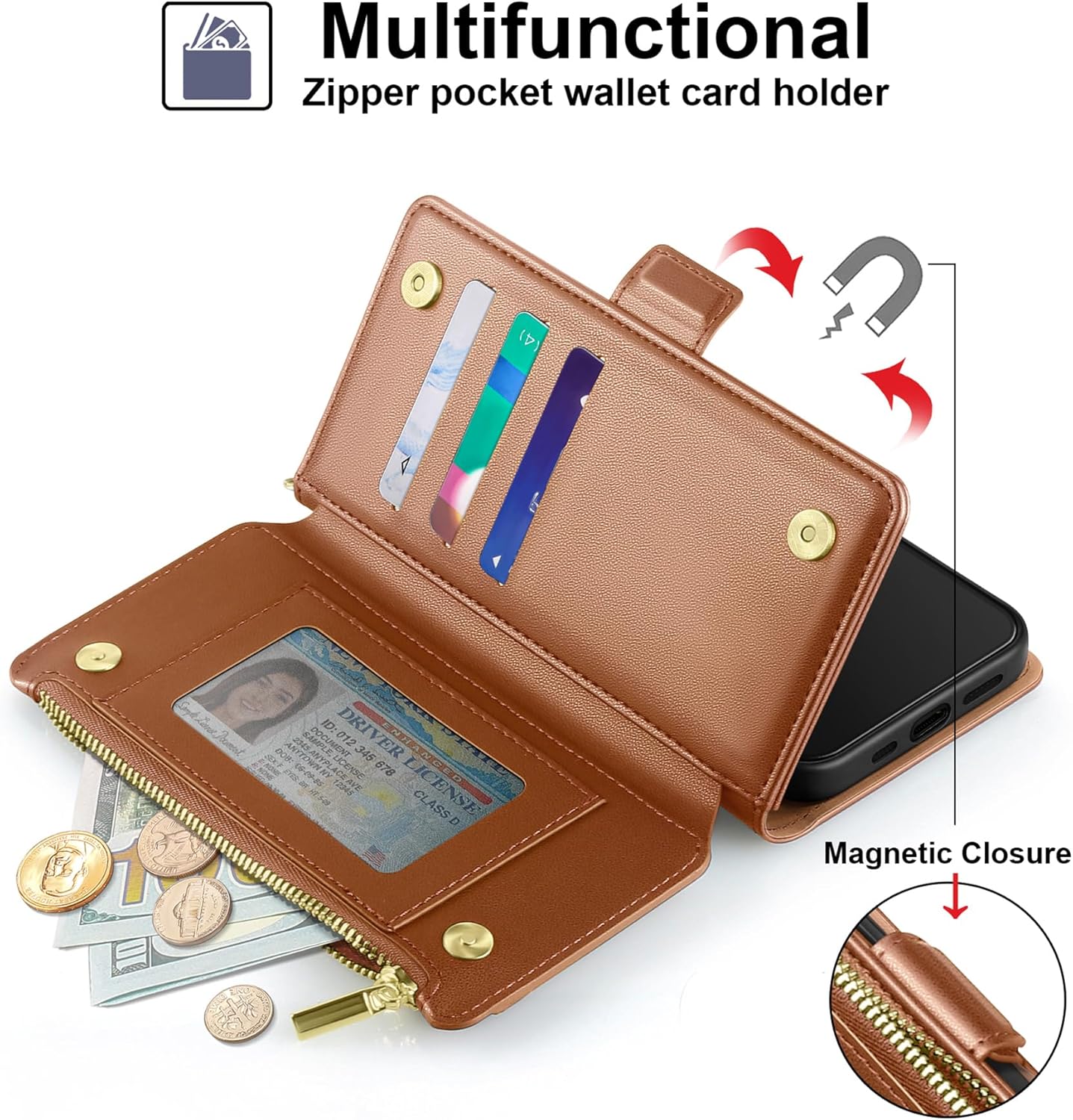 Antsturdy 12 12 6.1",Light Compatible with iPhone Wallet Case,RFID Blocking PU Leather Phone Case Women Men Kickstand