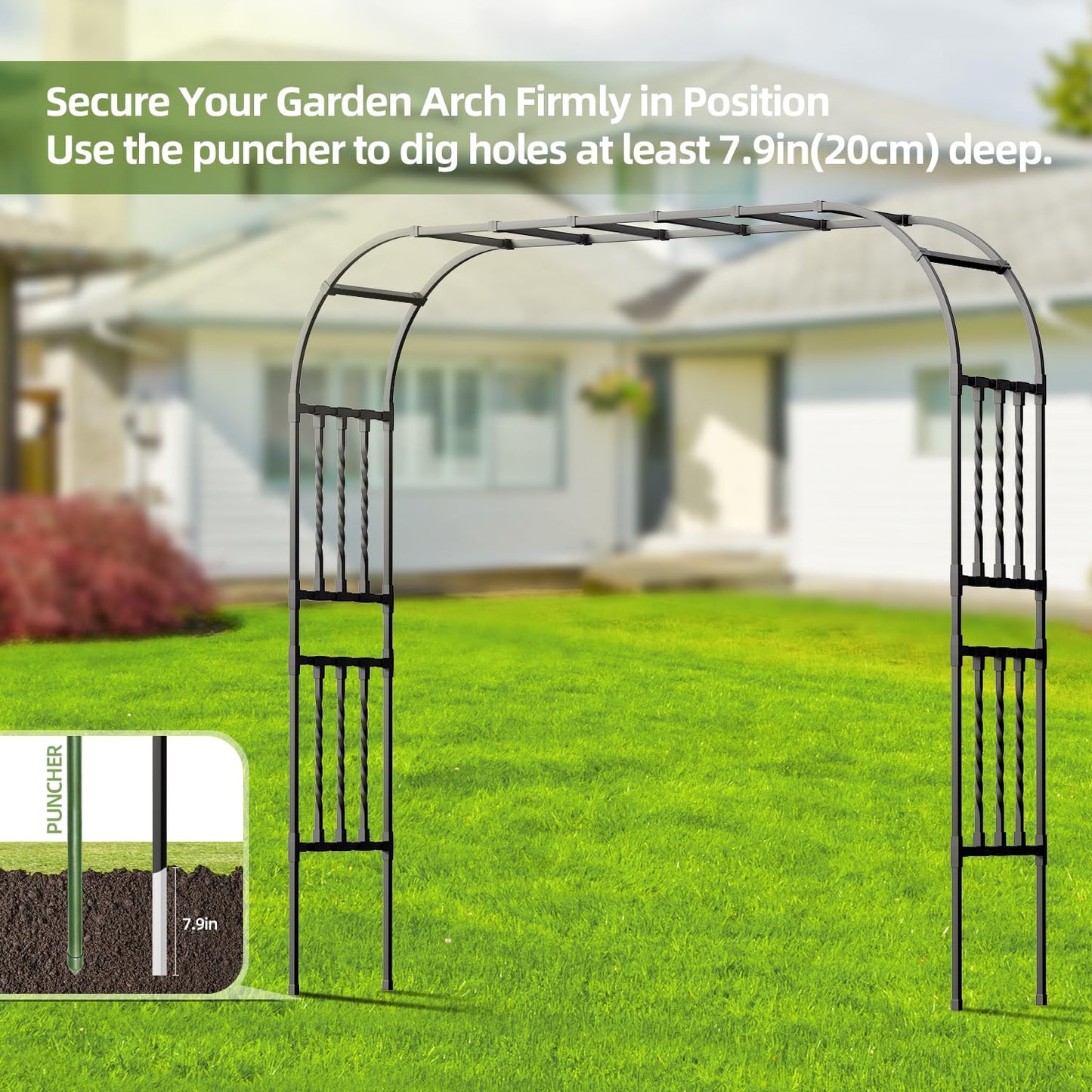 141 x98.4 in Square Tube Garden Arbor Trellis,Unique Design Extra Large Wide Metal Arch for Climbing Plants Outdoor,Wedding Arch Backdrop Stand for Garden Ceremony Party