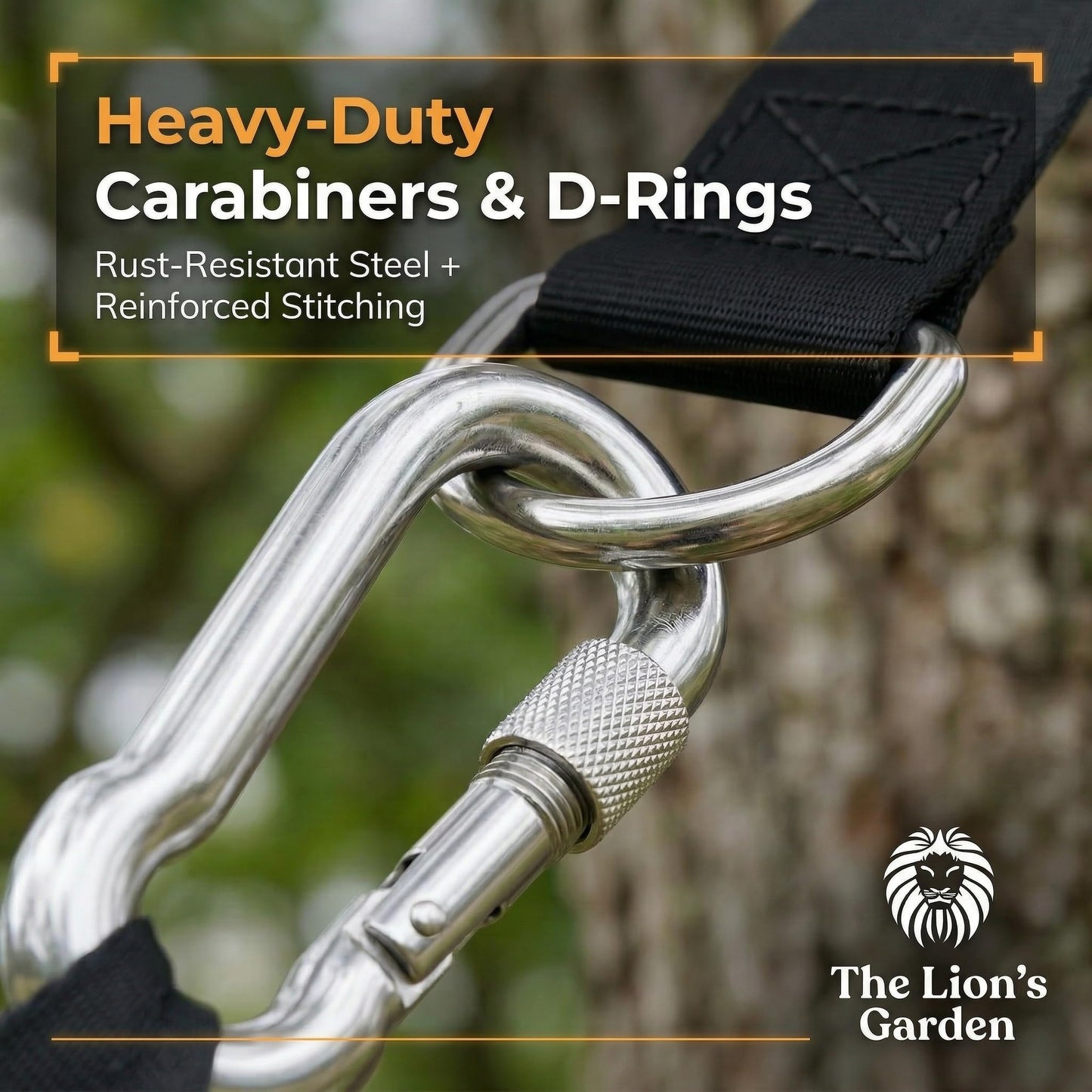The Lion’s Garden Tree Swing Straps 2 Pack – Adjustable 5–10 ft Tree Swing Hanging Straps, Heavy Duty Hammock Straps for Trees with Carabiners & Tree Protectors Up to 3376 Lbs