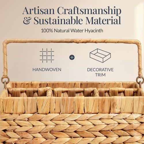 Best Choice Products Utensil Caddy - Woven Wicker 4-Compartment Silverware Organizer | Natural Cutlery Holder for Kitchen & Events