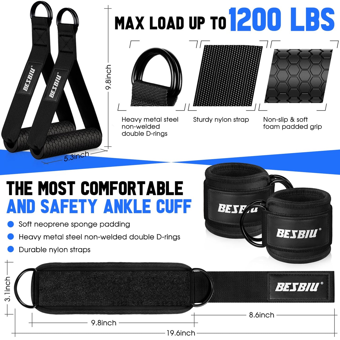 Heavy Resistance Bands for Working Out, 300lbs/360lb/420lb Exercise Bands Workout Bands with Handles, Door Anchor, Ankle Straps, Home Gym Workout Equipment for Men Fitness Strength Training Stretching