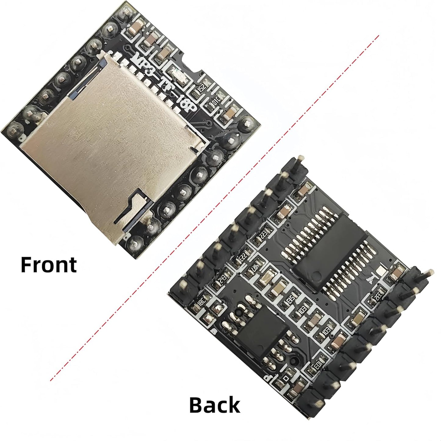 Yuuhseel 8PCS MP3 16P Mini Player Module Audio Voice Music Module Support TF Card Compatible with DFPlayer Code