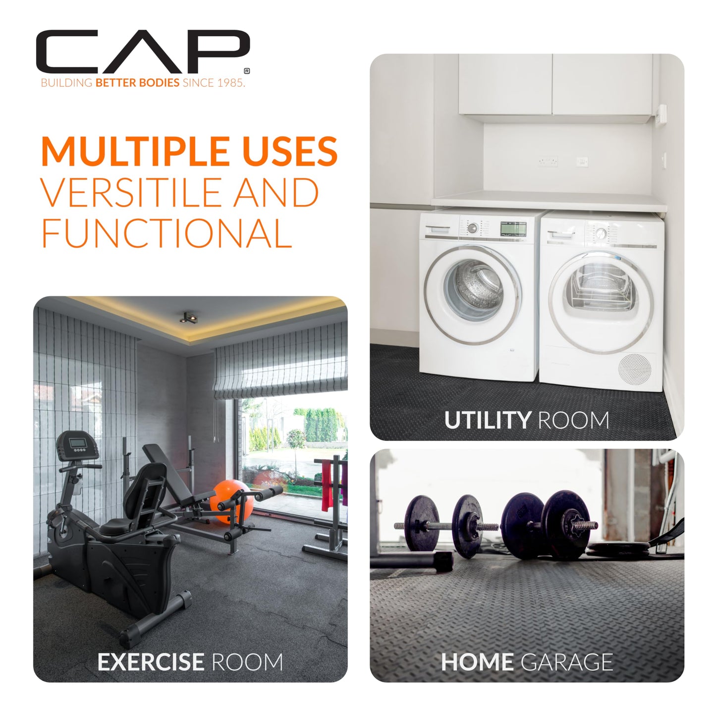 CAP Barbell 1-Inch Interlocking EVA Foam Exercise Puzzle Mat Home Gym Flooring - 1 Pack | 24" x 24" x 1" | T Pattern - Black