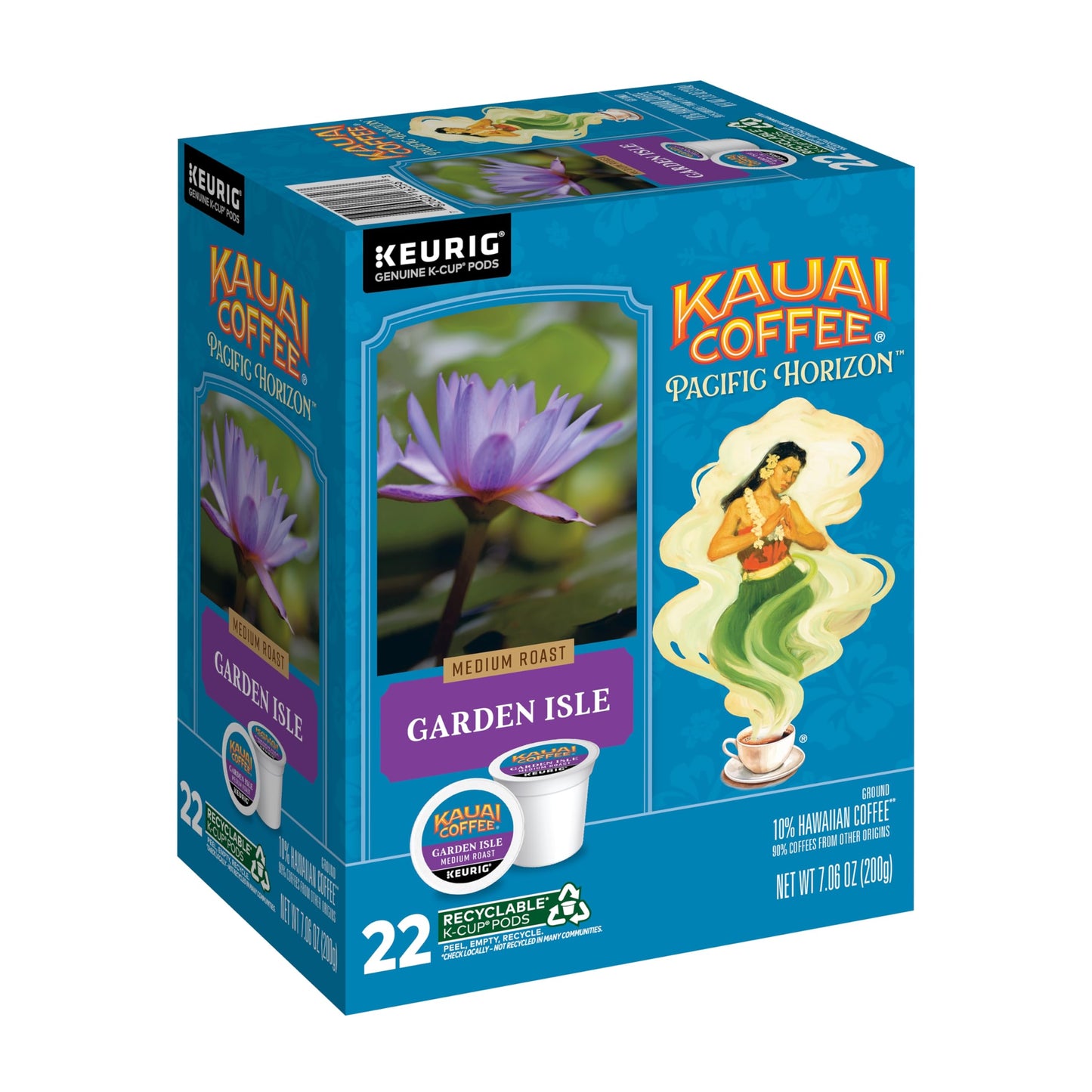 Kauai Coffee K-Cup Pods for Keurig Brewers – Arabica Coffee, 10% Hawaiian – Medium Roast, Bright Aroma With Light Floral Notes – Garden Isle, 1 Pack of 22 Single Serve K-Cups