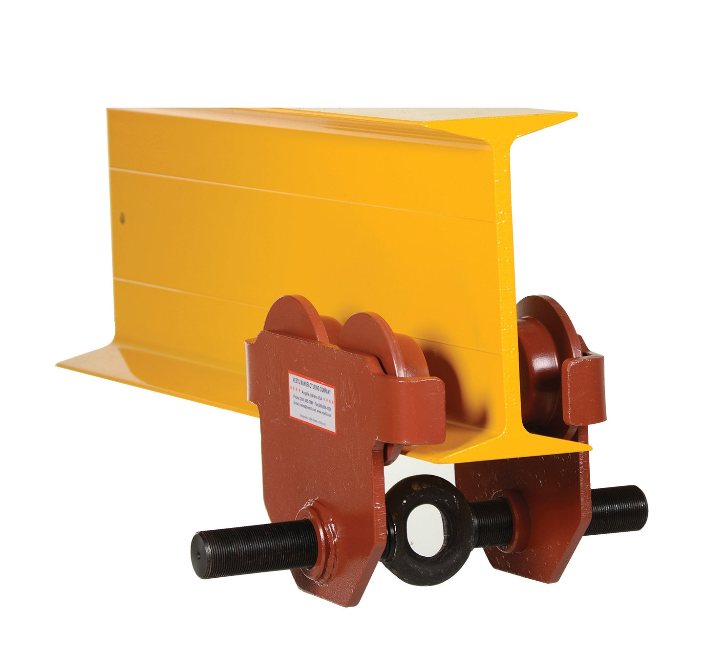 Vestil E-MT-2 Steel Push Eye Manual Trolley 2000 Lb. Capacity Orange