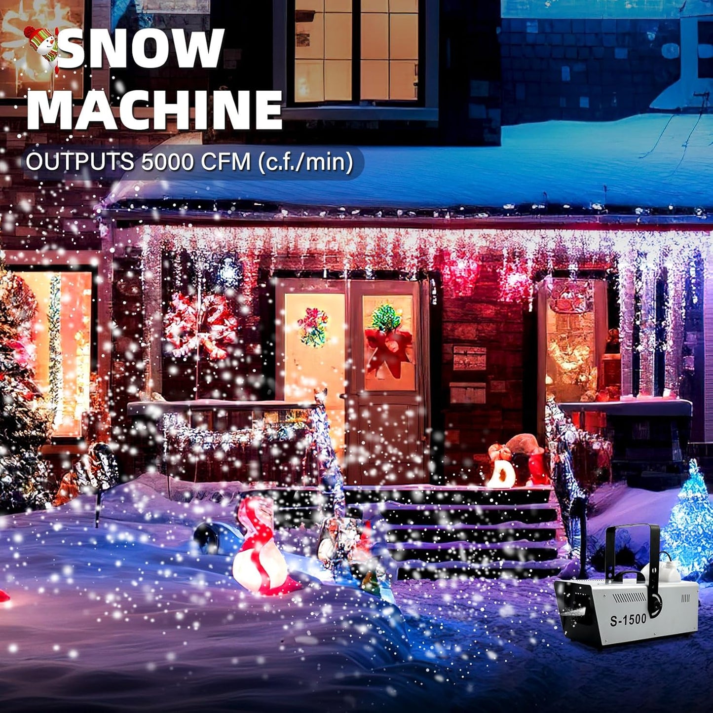 TCFUNDY Snow Machine - 1500W Snowflake Maker for Christmas & Wedding Parties | Wired Remote Control