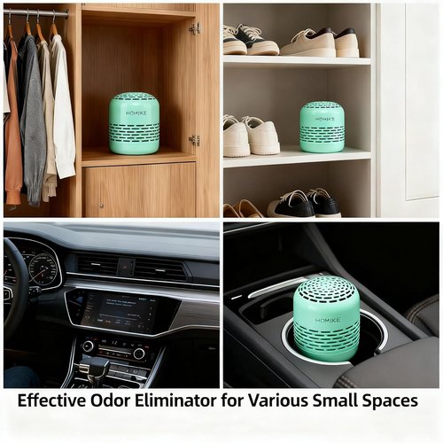 HOMIKE Refrigerator Deodorizer - Long-Lasting Odor Eliminator for Fridge, Car, Closet & More | Green