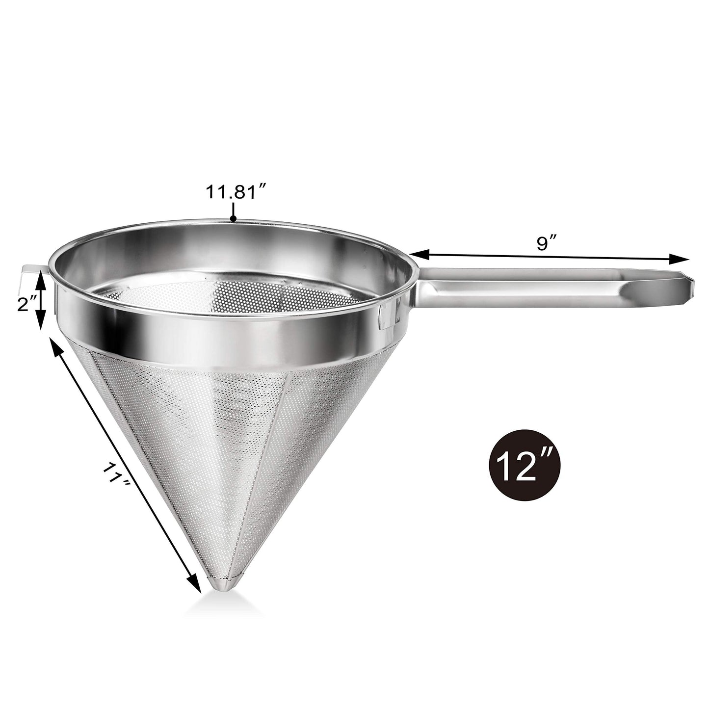 New Star Foodservice 537478 18/8 Stainless Steel China Cap Strainer (7-Inch, Fine Mesh)