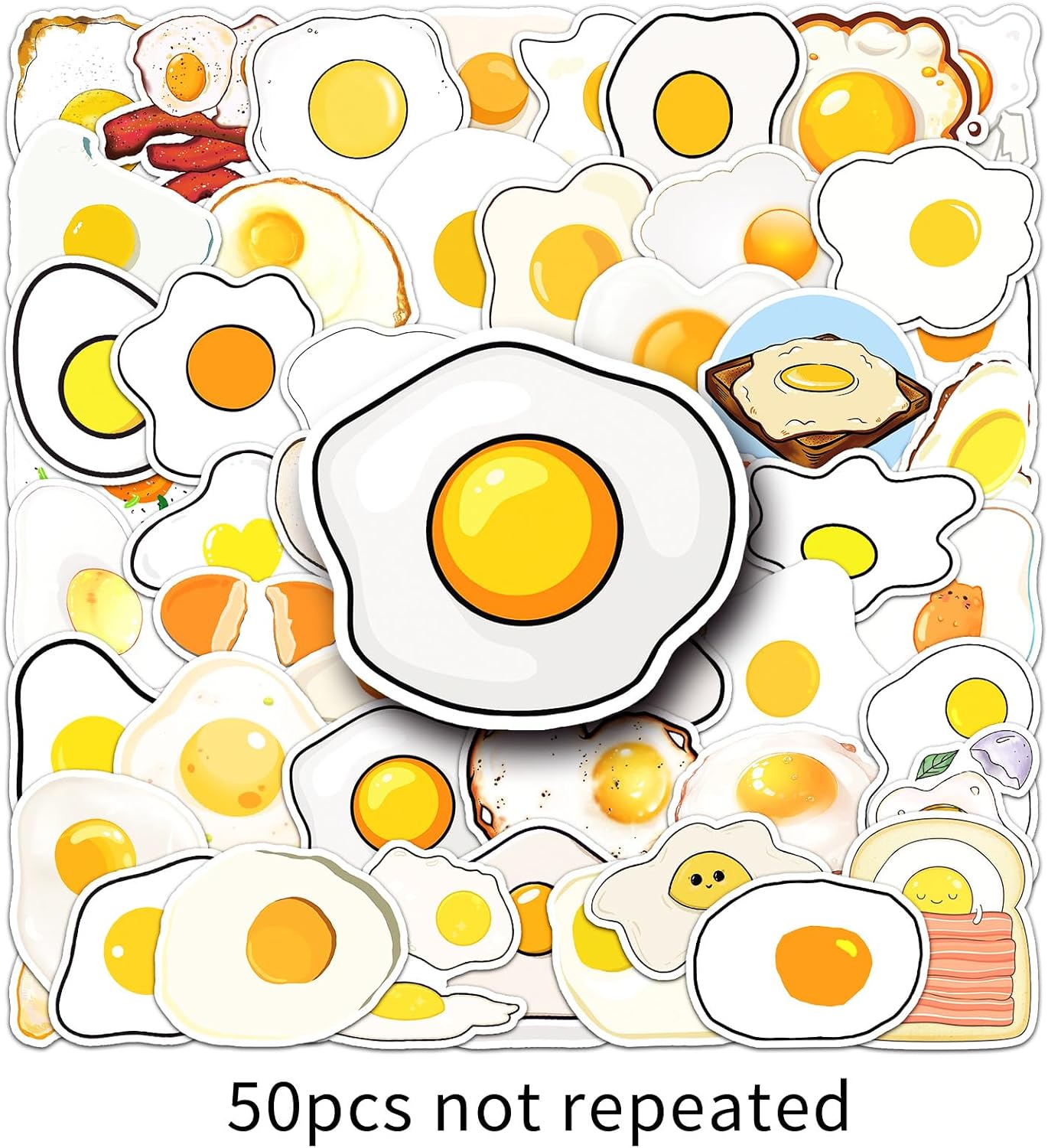 LYLSDSB 50 Pcs Fried Egg Stickers Waterproof Funny Cartoon Food Sticker for Skateboard Scrapbook Laptop Water Bottle