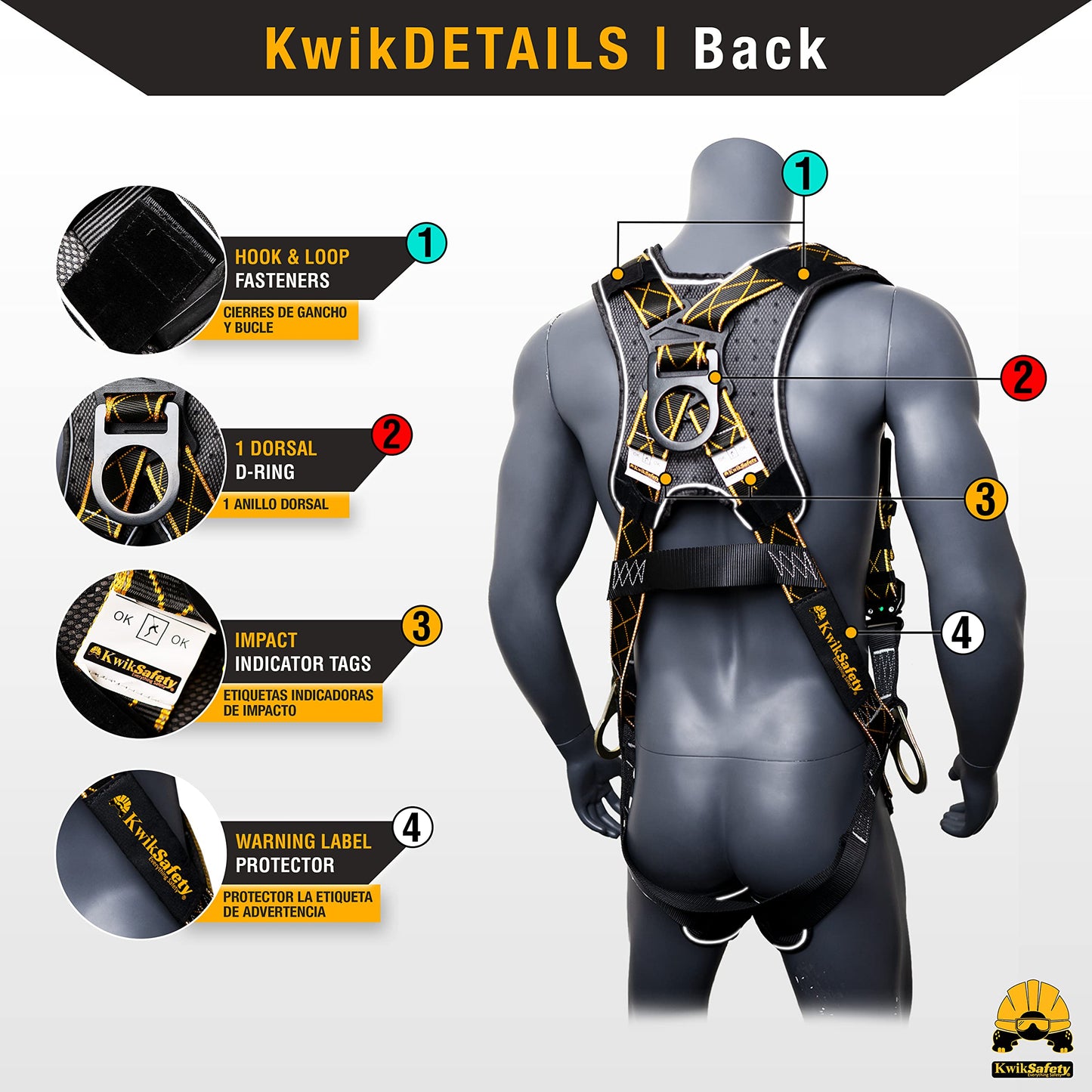 KwikSafety - Charlotte, NC - THUNDER DiamondBACK Safety Harness [5 QUICK CONNECT BUCKLES + 3 D-RINGS] ANSI OSHA Premium Fall Protection Black Full Body Fall Arrest Construction Roofing Gear