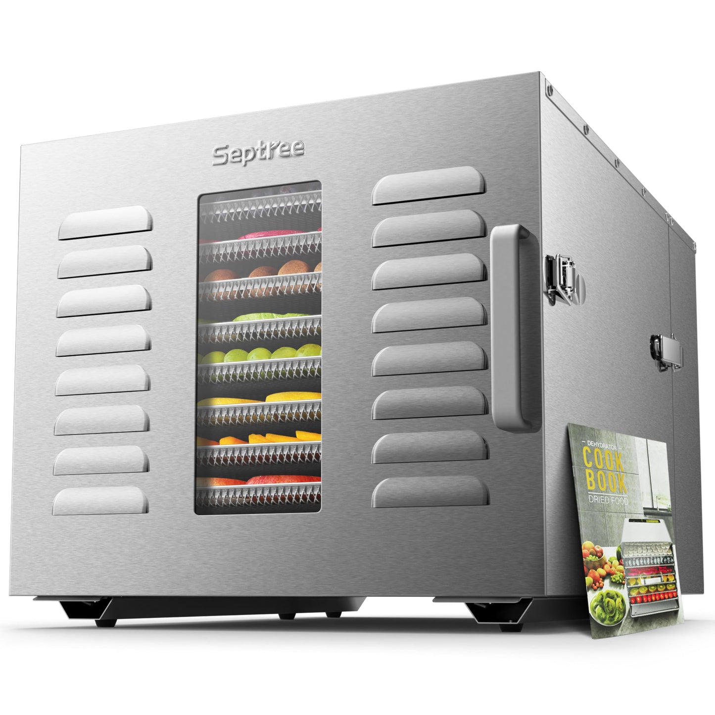 Commercial 10 Trays Food Dehydrator Machine for Jerky and Herbs Usable Area up to 24.65ft² and 194℉ Temperature 1000W Detachable Stainless Steel Dryer for Meat Fruit Mushrooms Beef Food Dark Silver