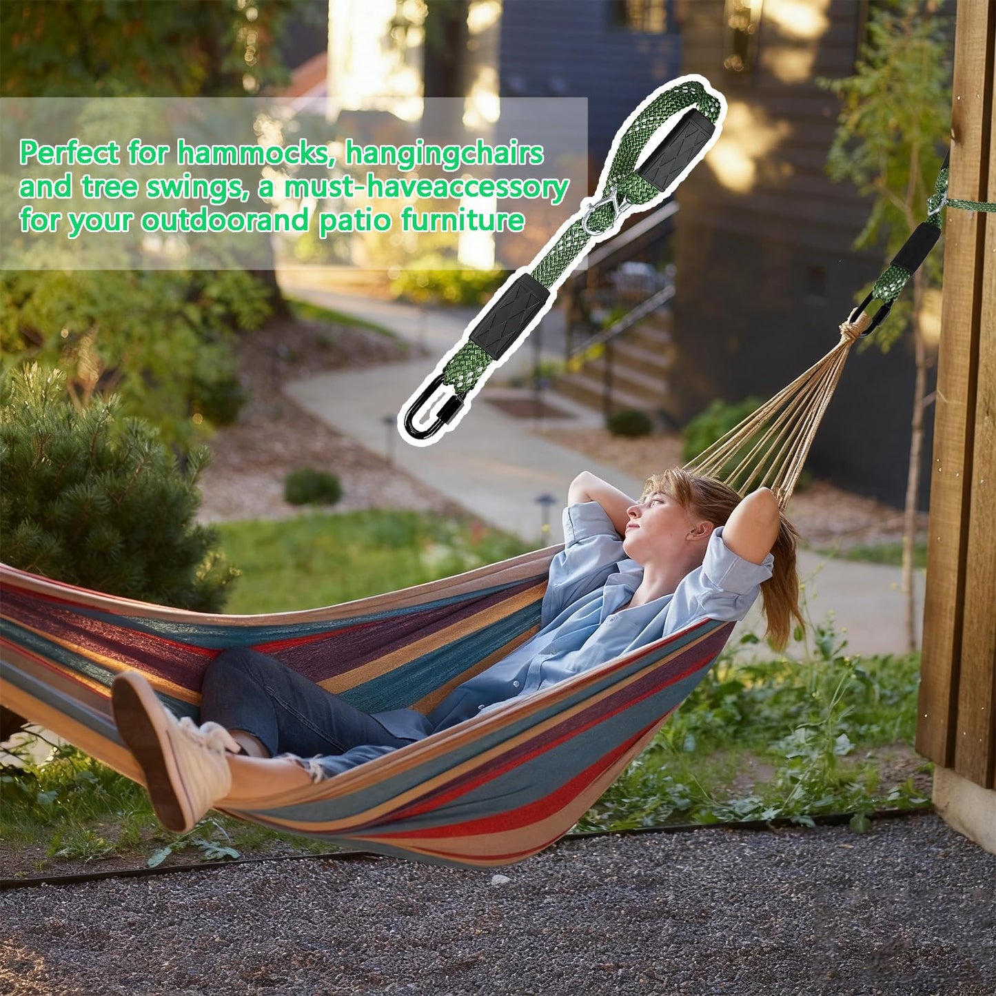 Yyiwhmy Tree Swing Hanging Straps, 6.67ft 800 LB Capacity Adjustable Nylon Swing Straps with Safer Lock Snap Carabiner for Hammock, Swing, Outdoor Camping and Aerial Yoga