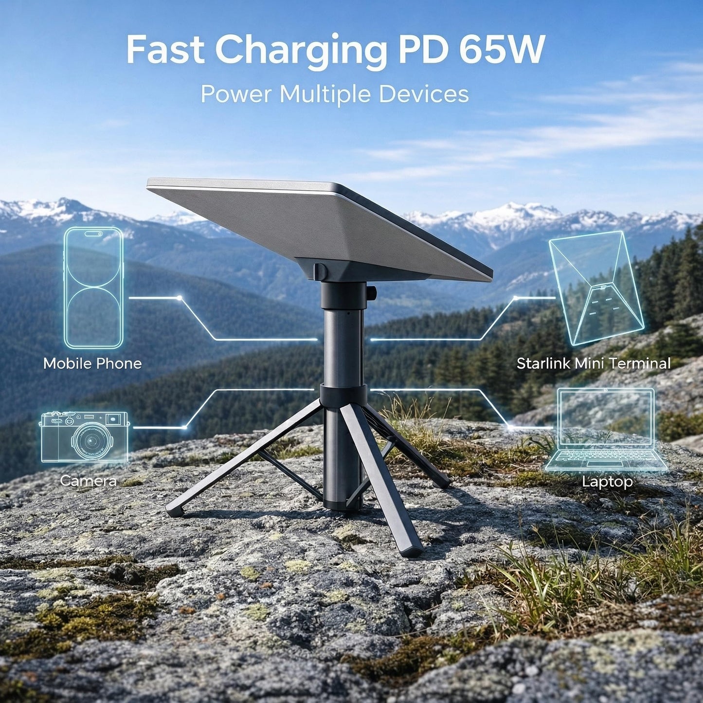 votsolix Starlink Mini Battery Pack 45000mAh 166Wh, 6–8H Runtime, All-in-One Tripod Power, IP67 Waterproof, USB-C PD Fast Charging for Camping RV Off-Grid