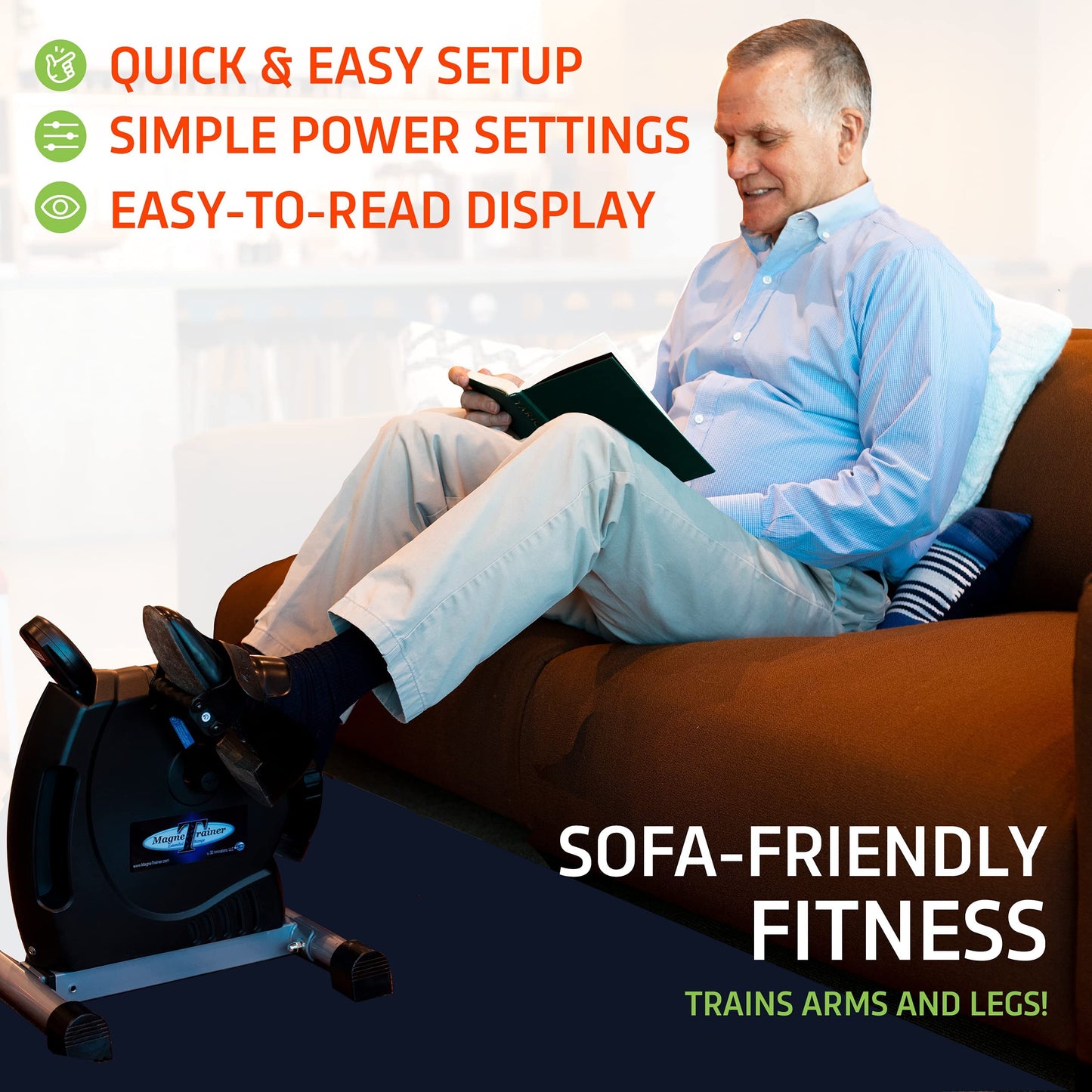 DeskCycle MagneTrainer-ER Mini Exercise Bike with Ultra-Smooth Magnetic Resistance, Arm and Leg Exerciser for Joint Mobility, Circulation, and Recovery, Black (DSK-SPO-MGTRAINER)