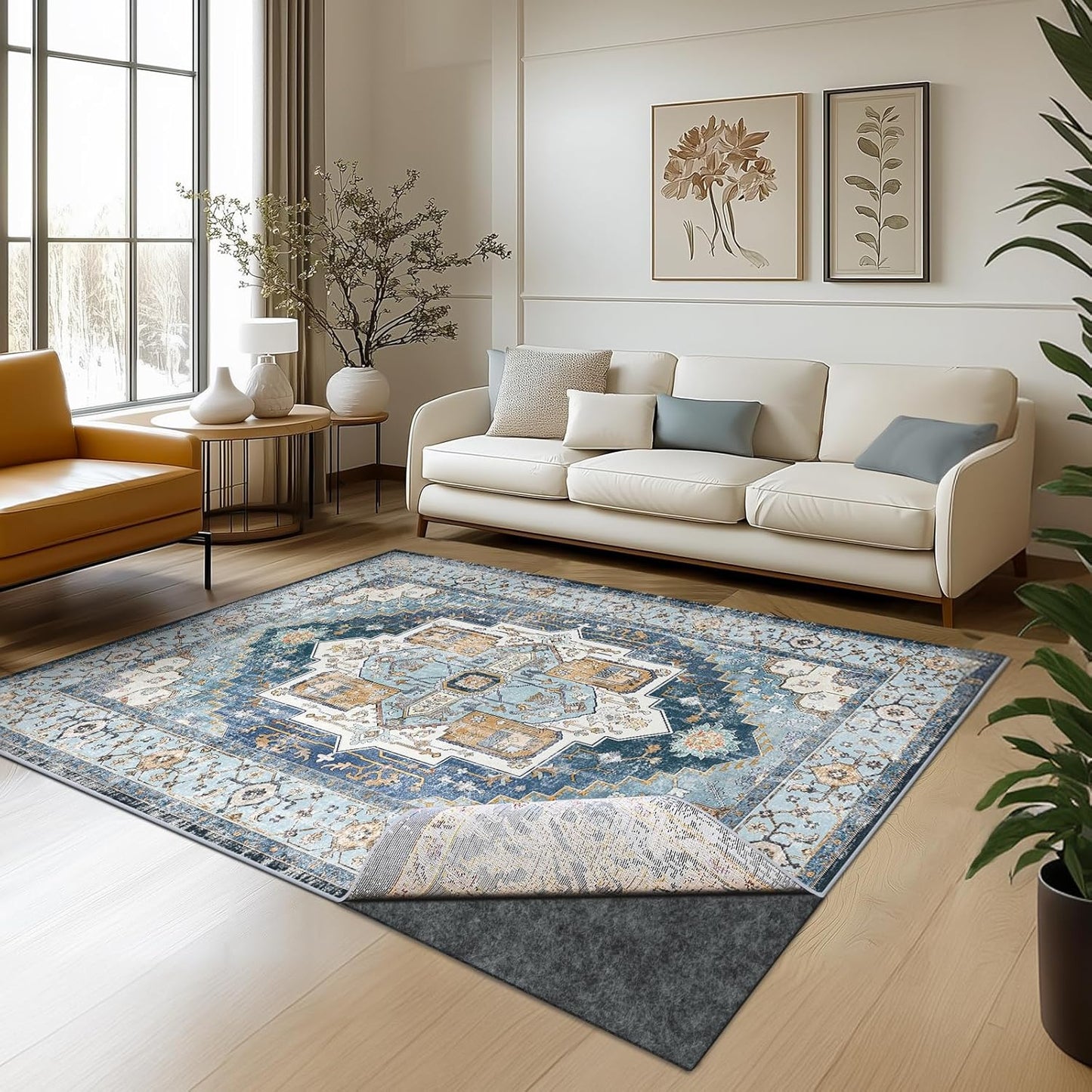 Skiennix Waterproof Rug Pad - Non-Slip Carpet Pad for All Floors | 8x10 ft Felt Pad for Hardwood