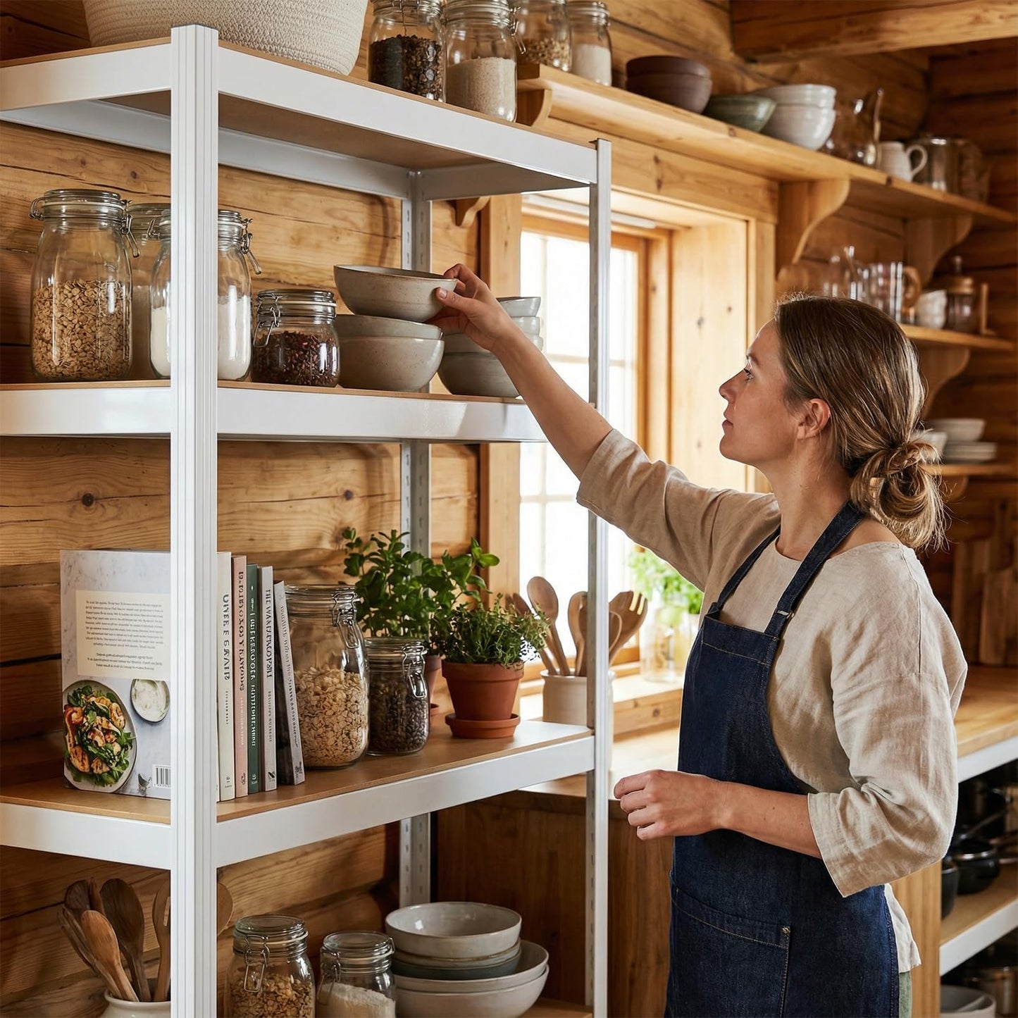 Durstruct 5 Tier 36" W×16" D×72" H White Shelving Unit Adjustable Metal Storage Utility Rack Heavy Duty Shelves Organization Multipurpose Shelf Kitchen Garage Pantry Closet Bathroom