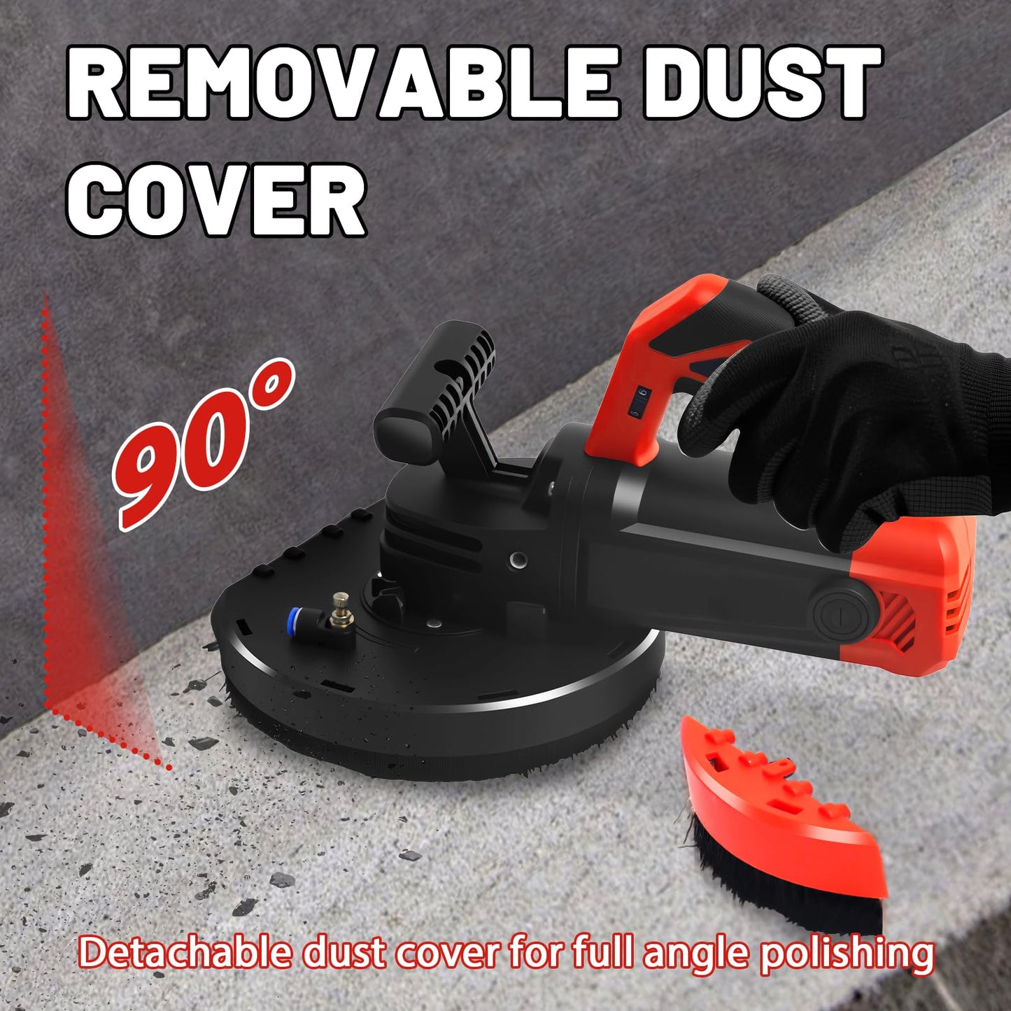 Concrete Grinder Machine, Concrete Floor Grinder, 7 Inch Angle Grinder with Dust Extraction Shroud Auxiliary Handles Diamond Grinding Wheel, 2200W 4800RPM Cement Grinder for Concrete, Wall