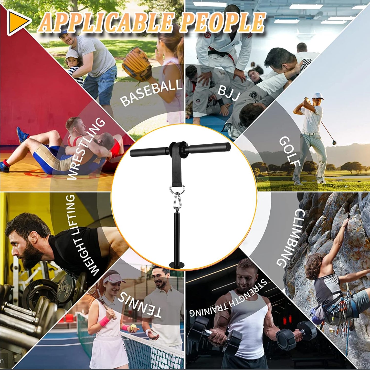 Forearm Blaster Roller Anti-Slip Handle Forearm Wrist Exerciser Trainer Strength Equipment Home Gym Must for Exercising Fitness Workout (Strap)