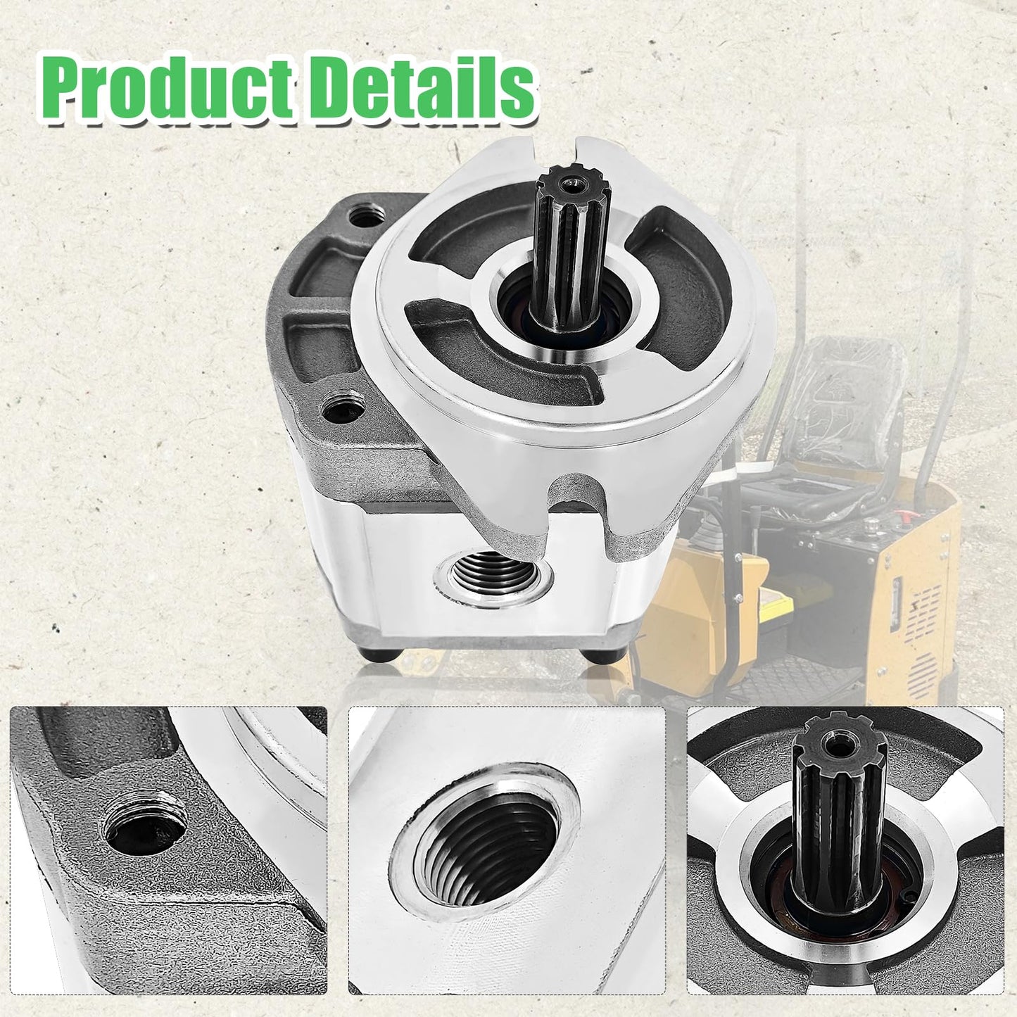 PGP5106G3LP Single Acting Hydraulic Gear Pump Fits for AGT H12 and More 1-ton Mini Excavators Digger 700RPM-4000RPM 9 Tooth 20 MPa-25 MPa Inlet G3/4 Outlet G1/2