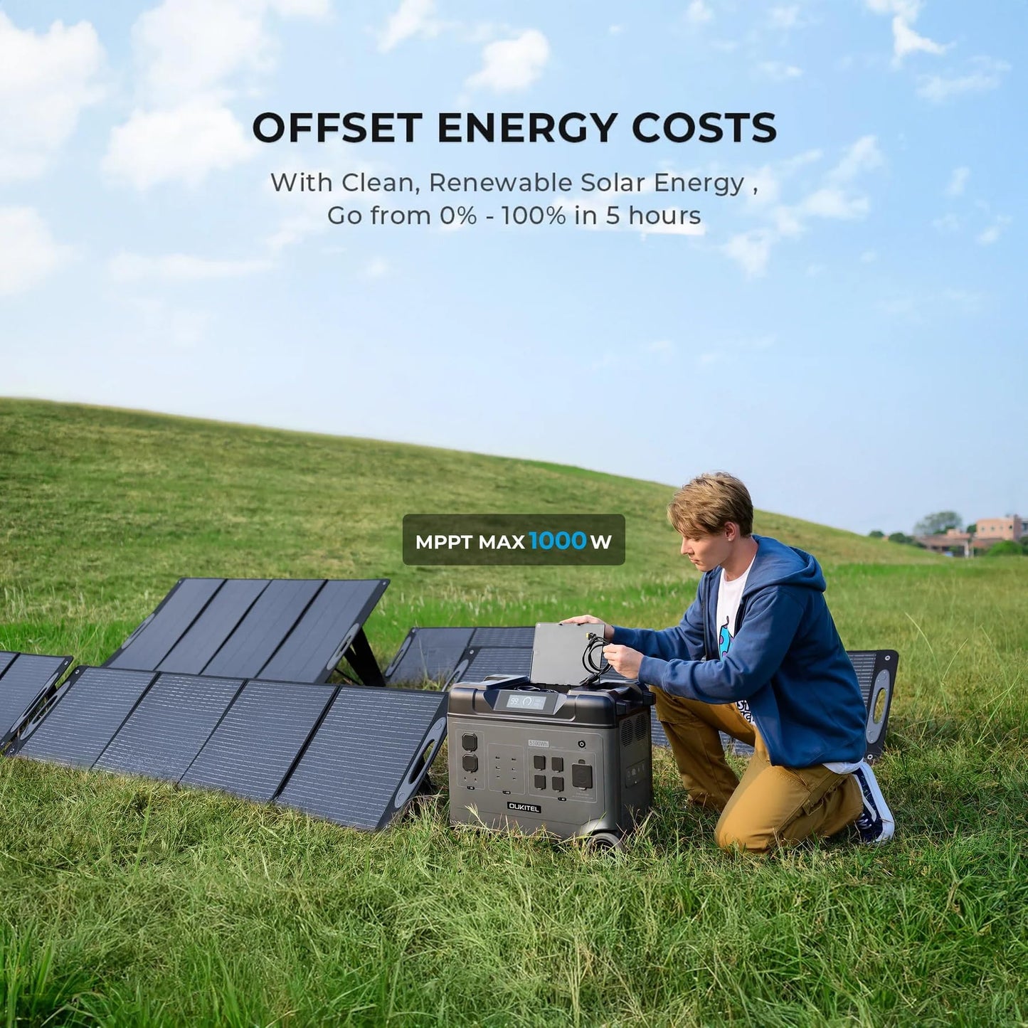 OUKITEL 5120Wh Large Capacity Solar Generator,Portable Power Station P5000 Pro With 2X400W Solar Panel, 5x3600W AC Output (6000W Surge),1000W MPPT Solar for Emergency, Home Backup, RV, Camping