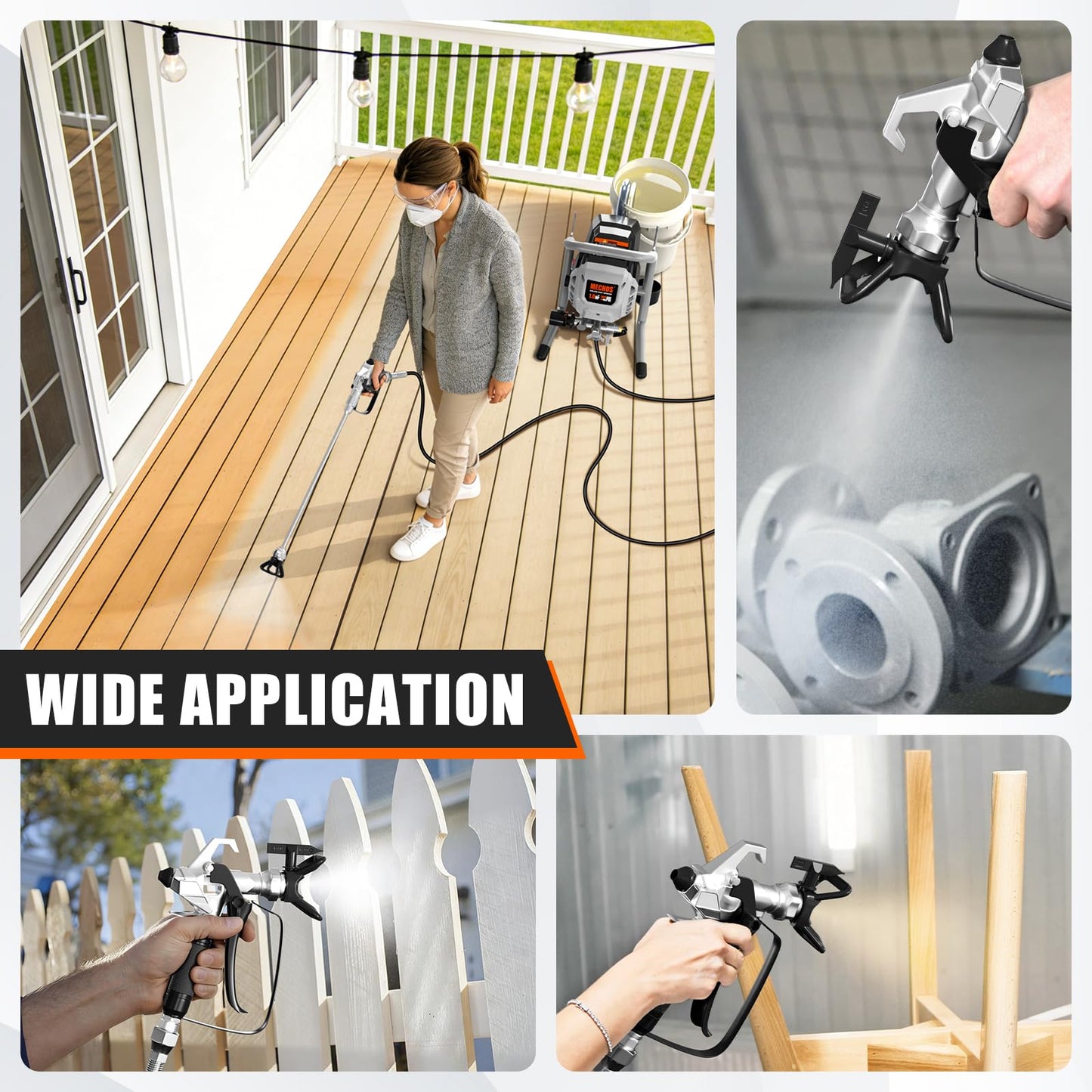 Airless Paint Sprayer - High Efficiency Thinning-Free Electric Spray Gun with Brass Nozzles & Extension Rod, Minimal Overspray for Home Interior/Exterior (Shell-Head airless Paint Sprayer)