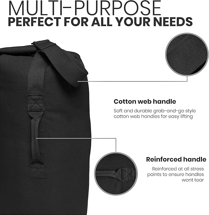 WHITEDUCK 30"x50" (737L) Top Load Canvas Duffel Bag ??Military-Grade, Tear-Proof & Weatherproof, Heavy Duty for Travel, Outdoors & Military Use, with Padlock Compatibility, 5 Colors