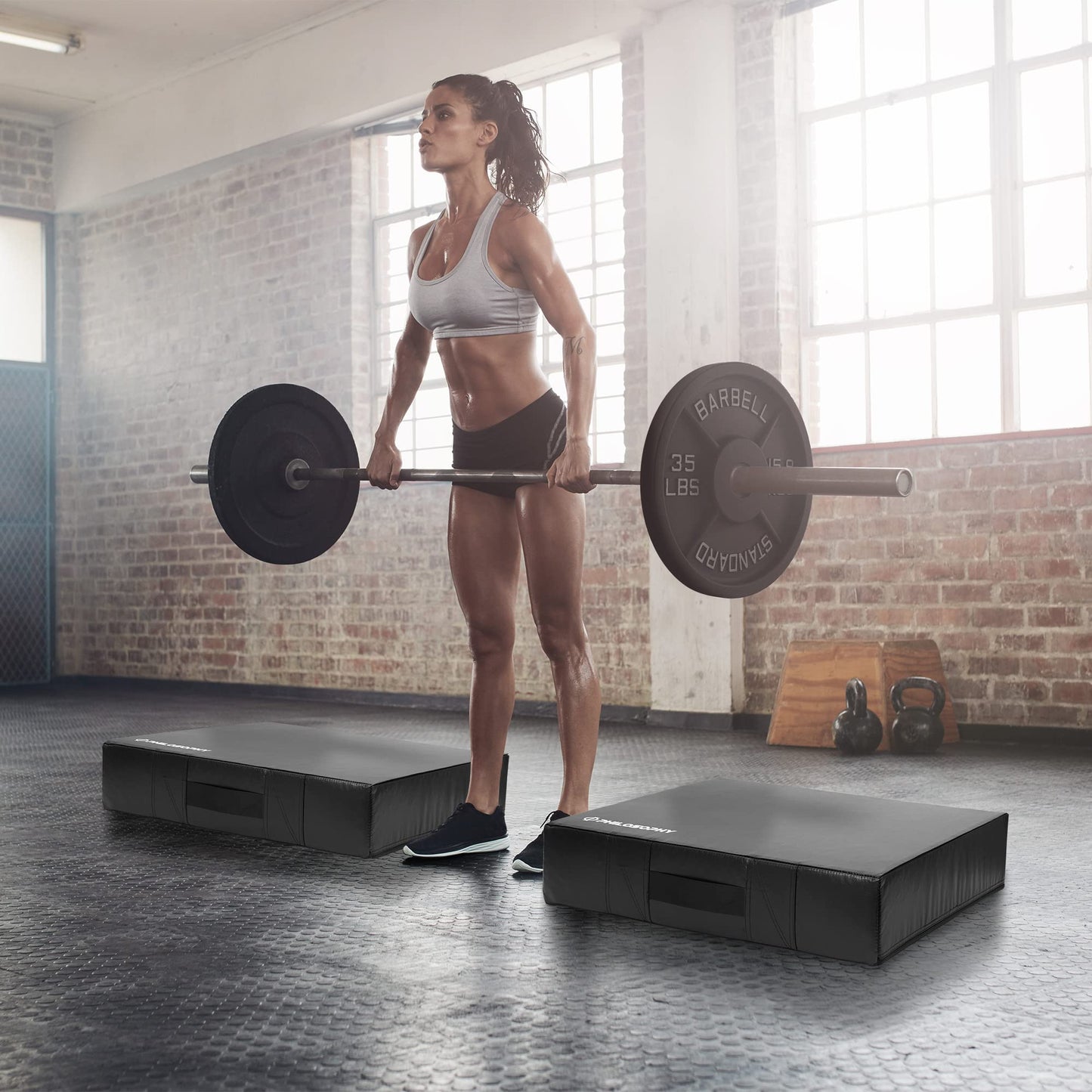 Philosophy Gym Weightlifting Crash Drop Pads 24" x 30" x 6" Thick - Set of 2 Silencer Drop Pads Black