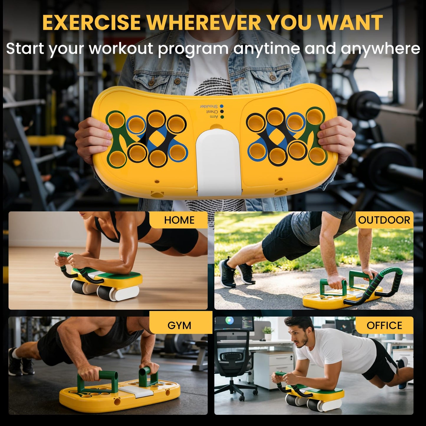 4-Wheel Auto-Rebound Ab Roller - Multifunctional Fitness Equipment for Core Training, Plank & Push-Up - Home Workout Gear
