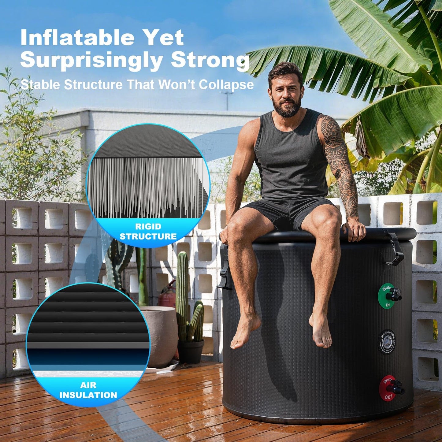 1/3HP Ice Bath Chiller & Cold Plunge Tub Kit, Cold Plunge Chiller with Built-in Pump, 120 Gal Inflatable Ice Plunge Tub, Cold Plunge Tub with Water Chiller for Cold Therapy