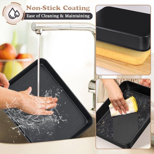 E-far Nonstick Baking Pan - 12.5 x 9.7 Inch Stainless Steel Rectangle Cake Pan for Brownies & Casseroles