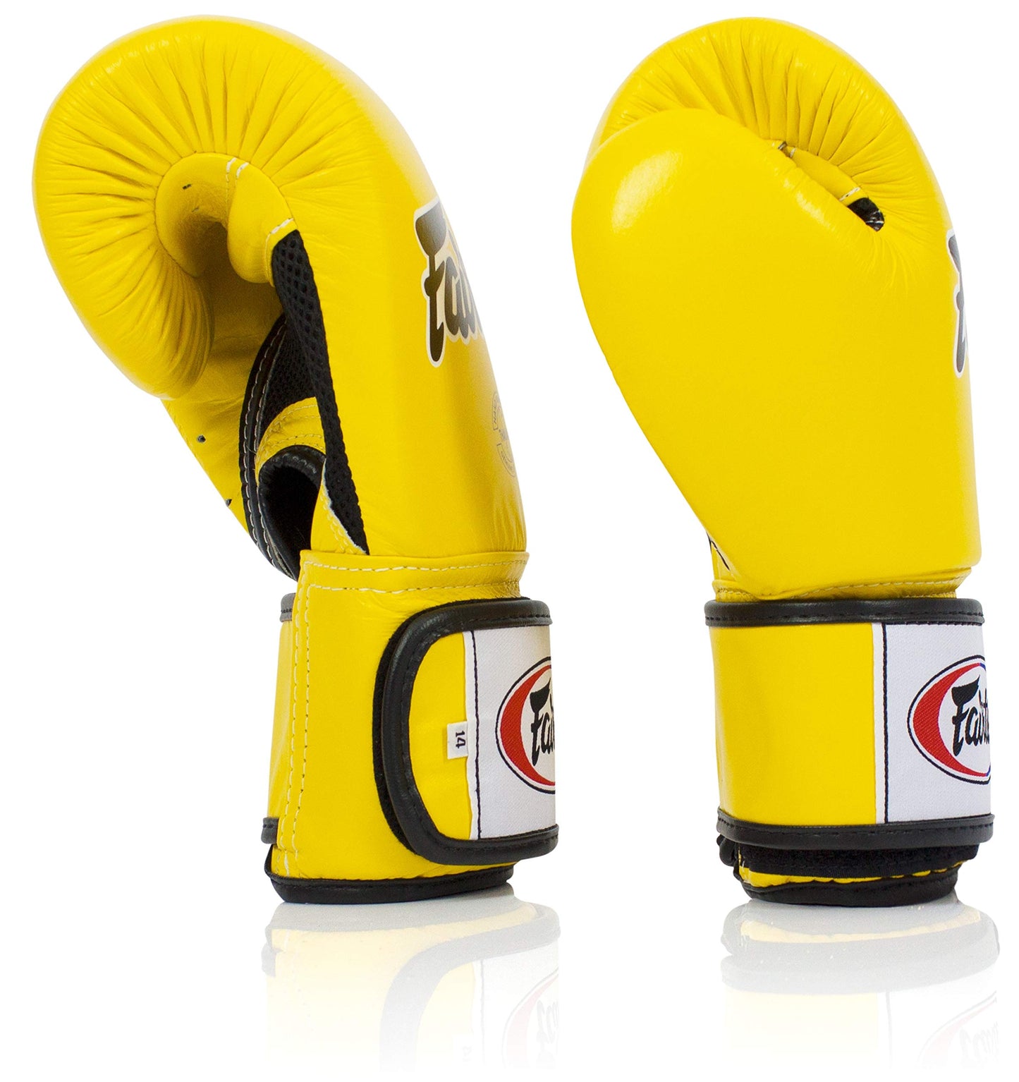 Fairtex BGV1BR Muay Thai Boxing Breathable Gloves for Men, Women, Kids | MMA Gloves, Kickboxing, Gym, Workout | Premium Quality, Light Weight & Shock Absorbent 14 oz Boxing Gloves-Yellow