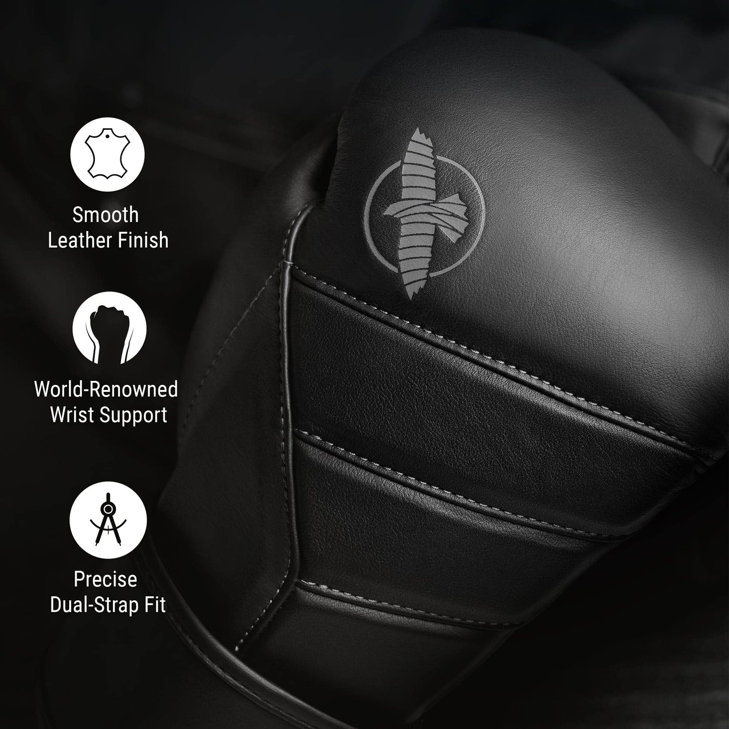 Hayabusa T3 Kanpeki Leather Boxing Gloves Men and Women for Training Sparring Heavy Bag and Mitt Work - Black, 16oz