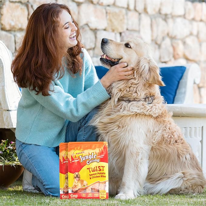 Jungle Calling Chicken & Sweet Potato Dog Treats ??Gluten-Free, Grain-Free, High-Protein Natural Chews for Medium/Large Breeds, Edible Pet Snacks,10.6 oz